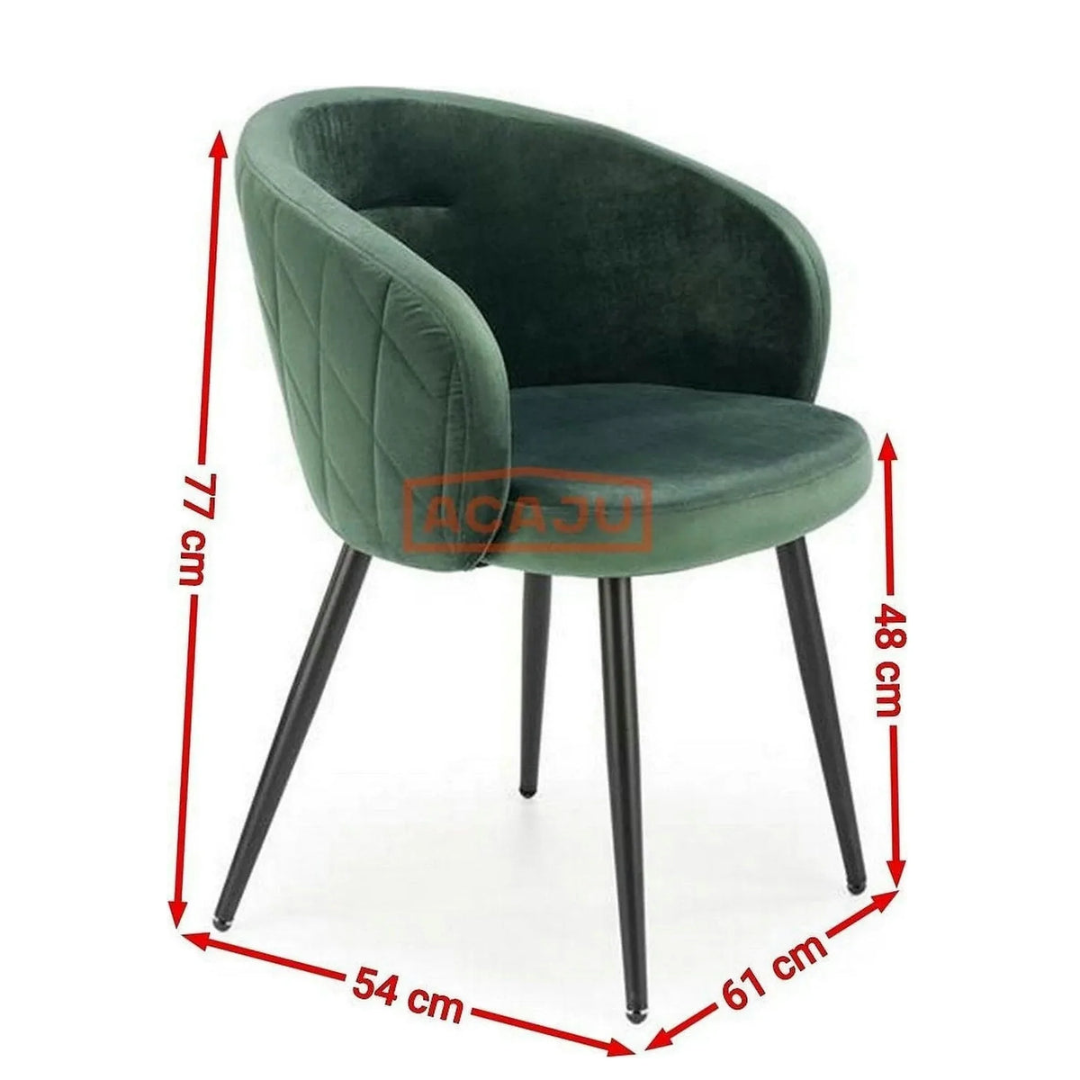 Scaun K430, verde/negru, stofa catifelata/metal, 61x54x77 cm