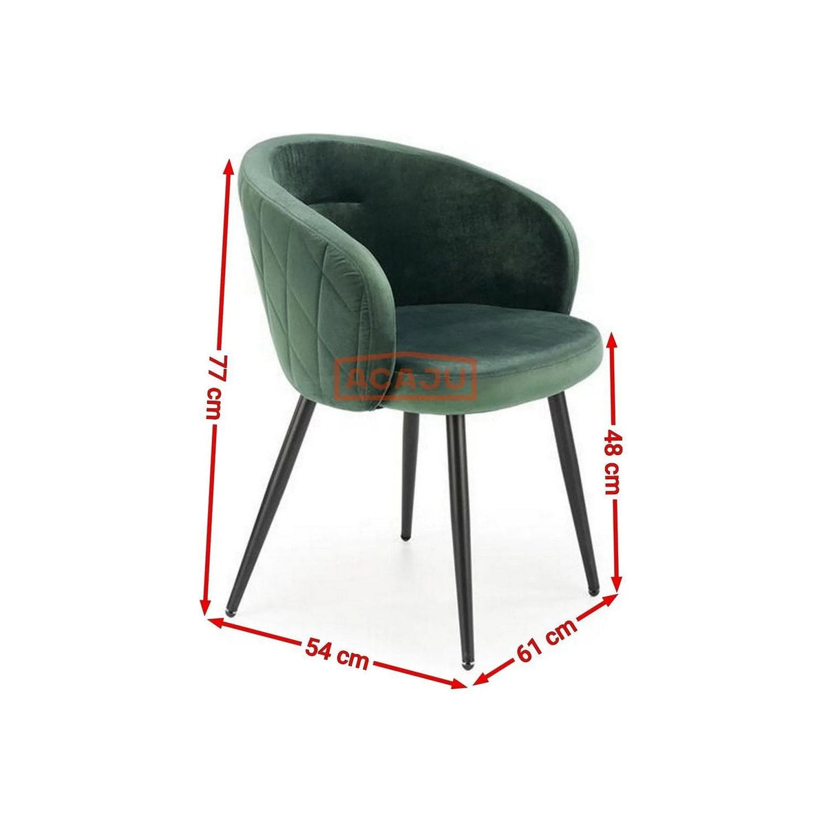 Scaun K430, verde/negru, stofa catifelata/metal, 61x54x77 cm