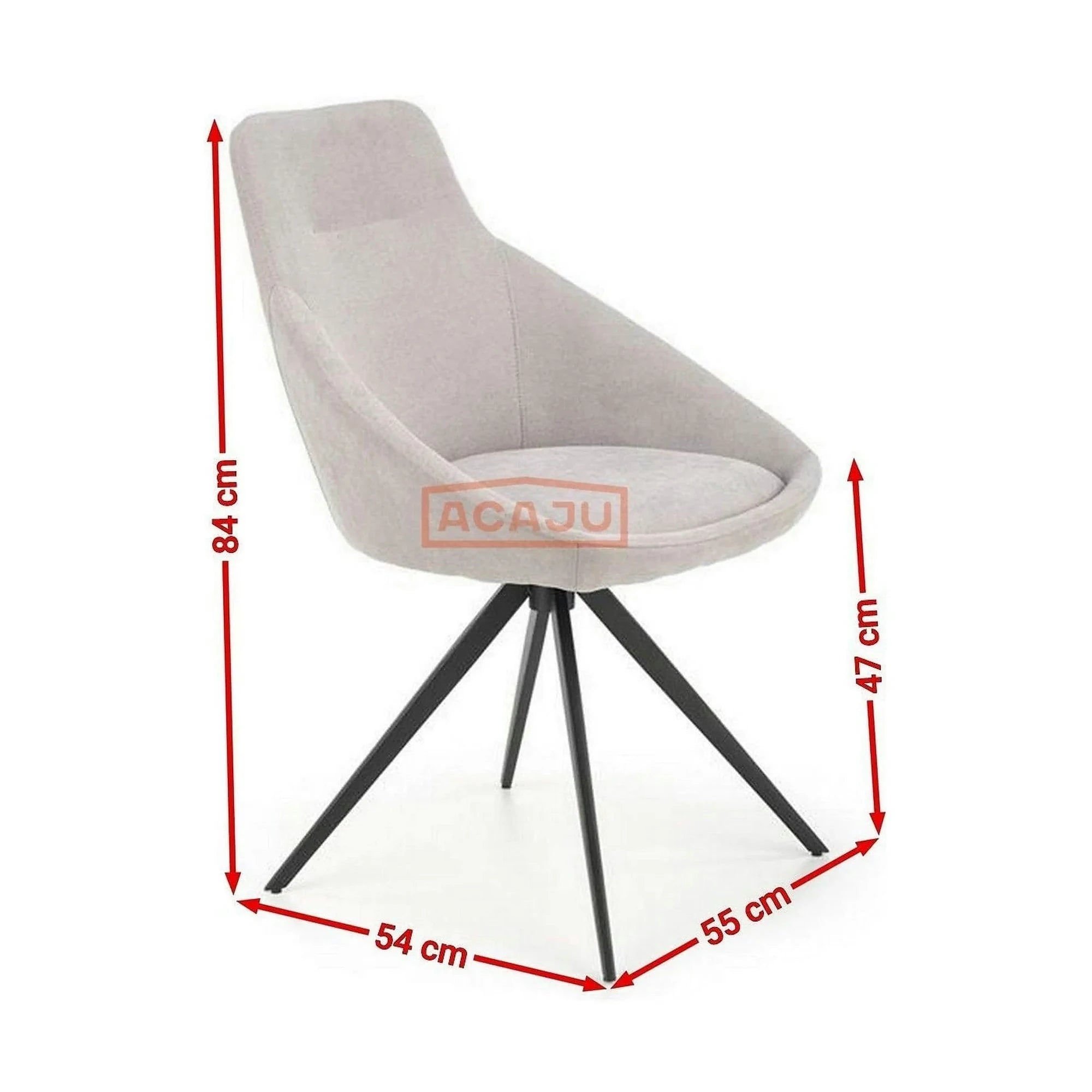 Scaun K431, gri deschis/negru, stofa clasica/metal, 55x54x84 cm