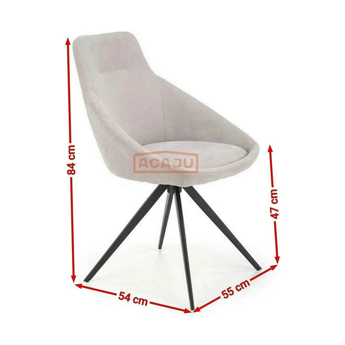 Scaun K431, gri deschis/negru, stofa clasica/metal, 55x54x84 cm