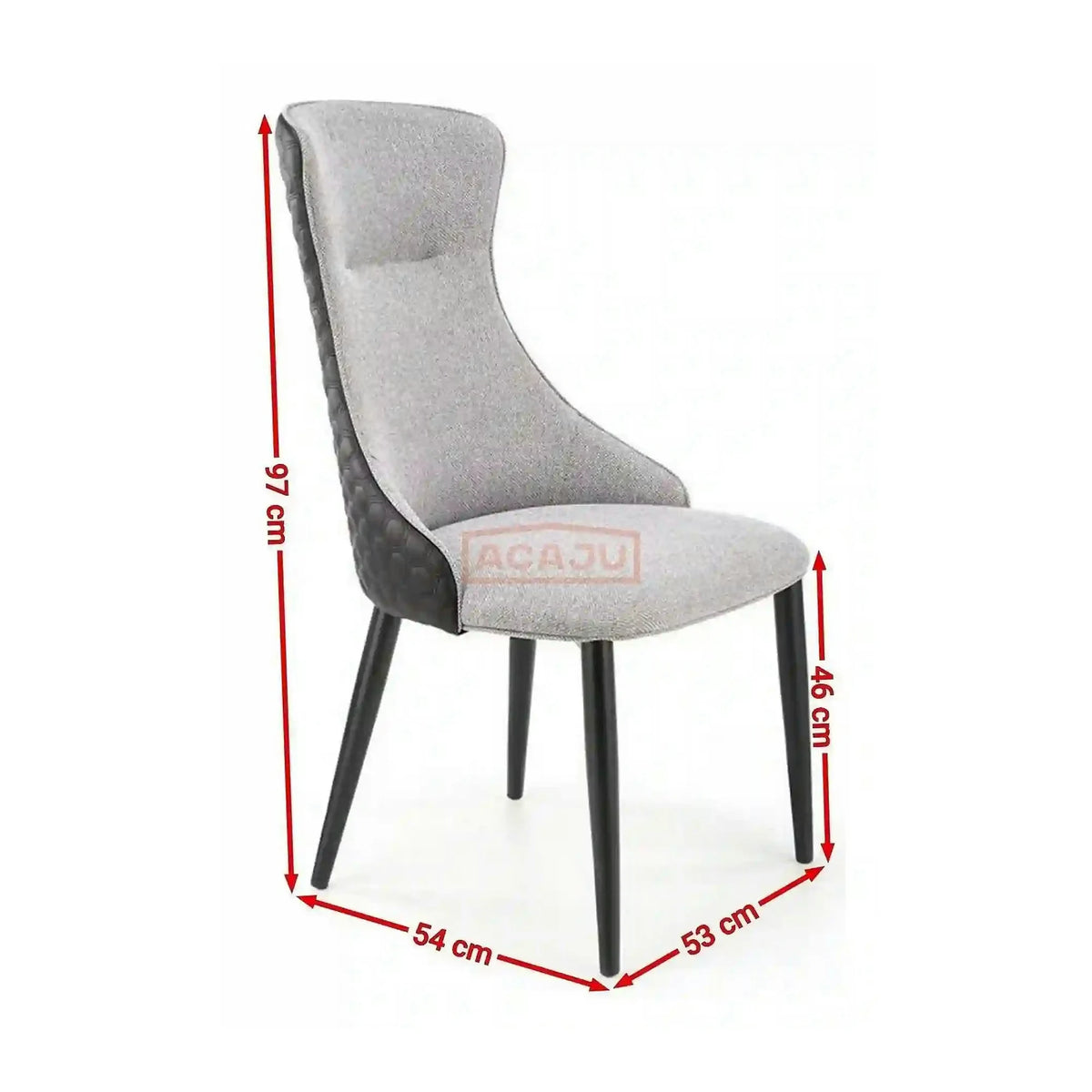 Scaun K434, gri/negru, stofa catifelata/piele ecologica, 53x54x97 cm