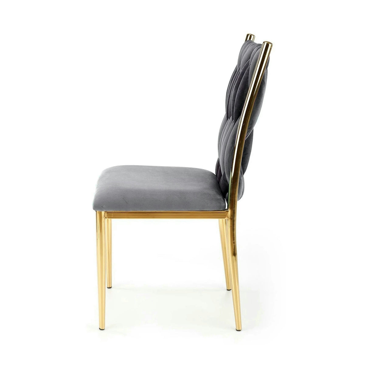 Scaun K436, gri/auriu, stofa catifelata/metal, 48x55x94 cm