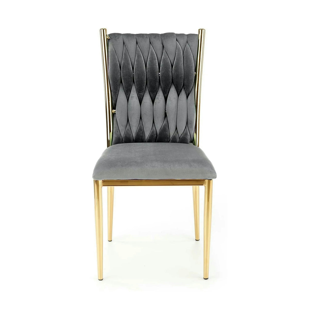 Scaun K436, gri/auriu, stofa catifelata/metal, 48x55x94 cm
