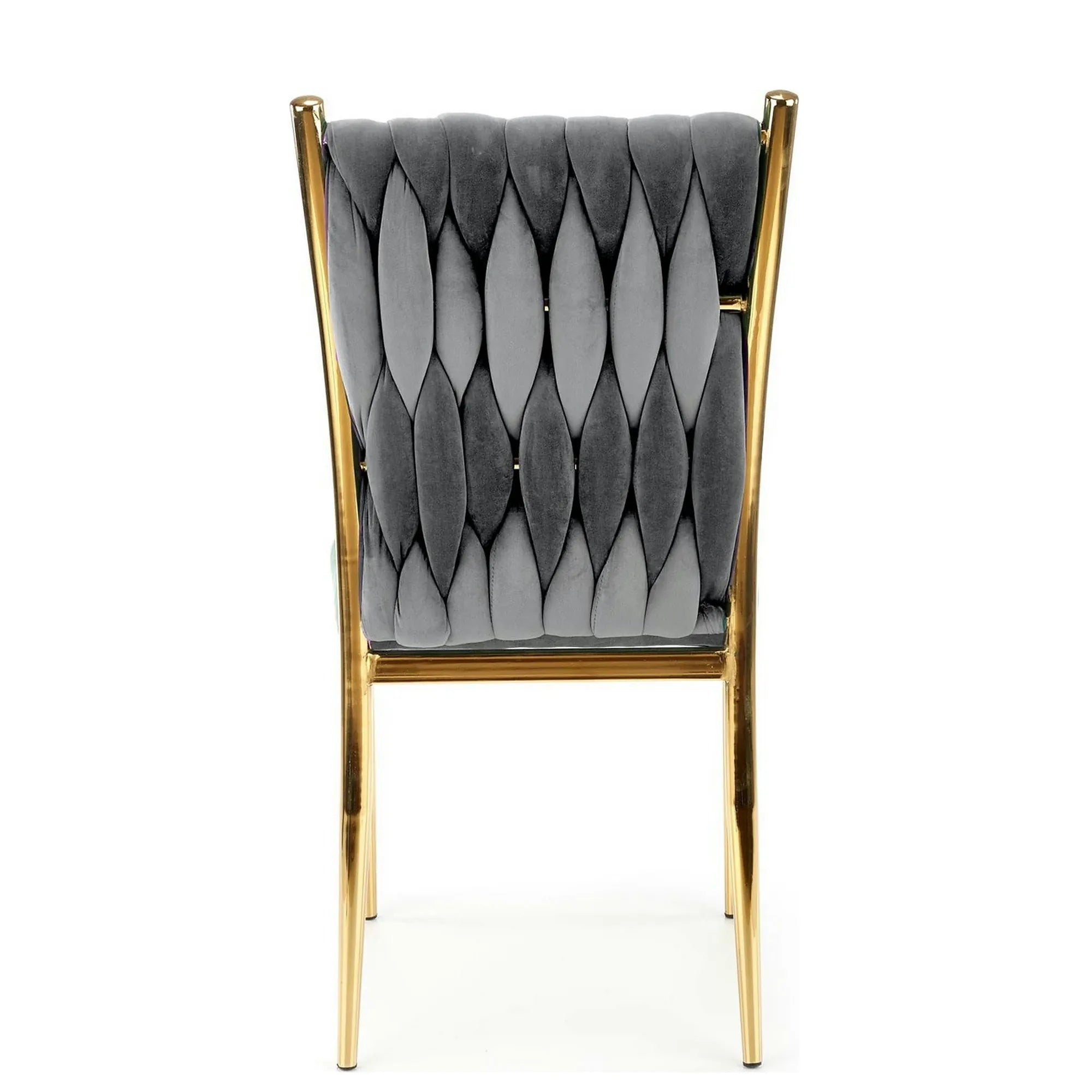 Scaun K436, gri/auriu, stofa catifelata/metal, 48x55x94 cm