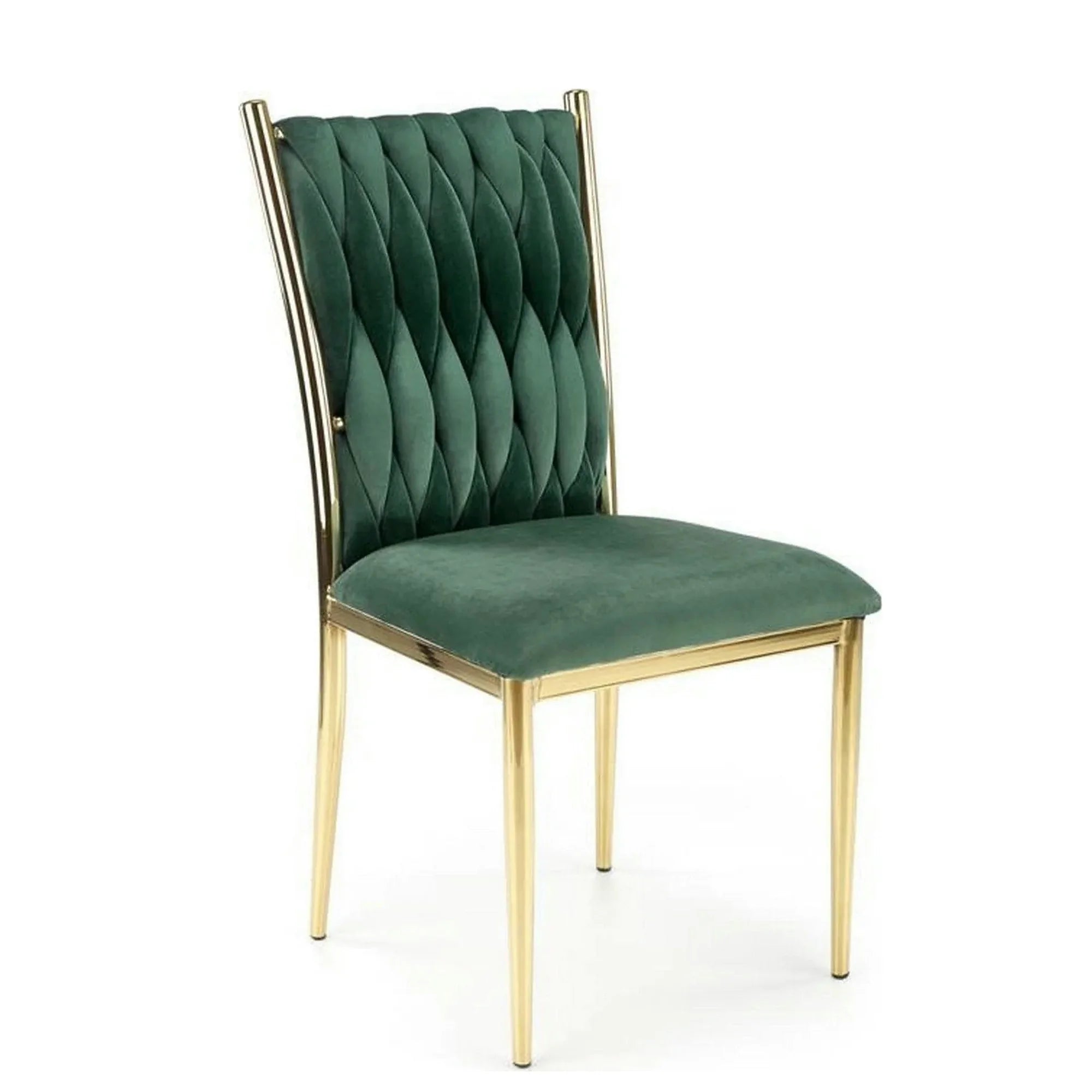 Scaun K436, verde/auriu, stofa catifelata/metal, 48x55x94 cm