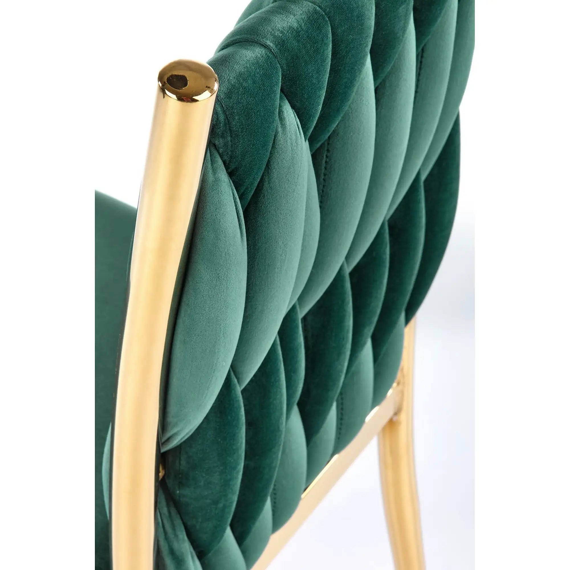 Scaun K436, verde/auriu, stofa catifelata/metal, 48x55x94 cm