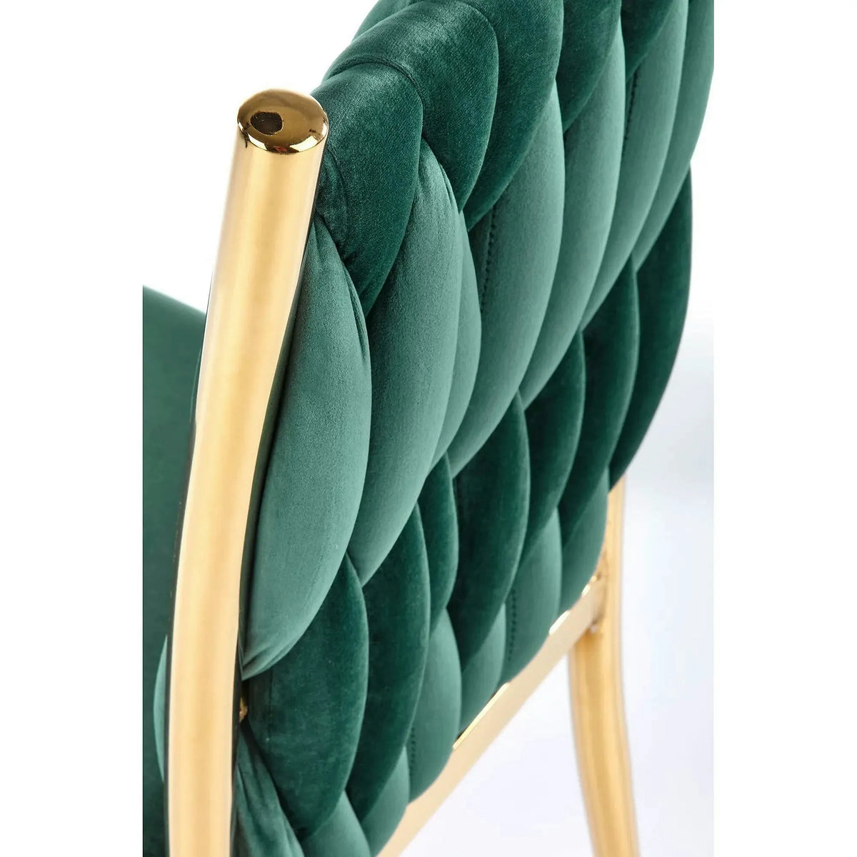 Scaun K436, verde/auriu, stofa catifelata/metal, 48x55x94 cm