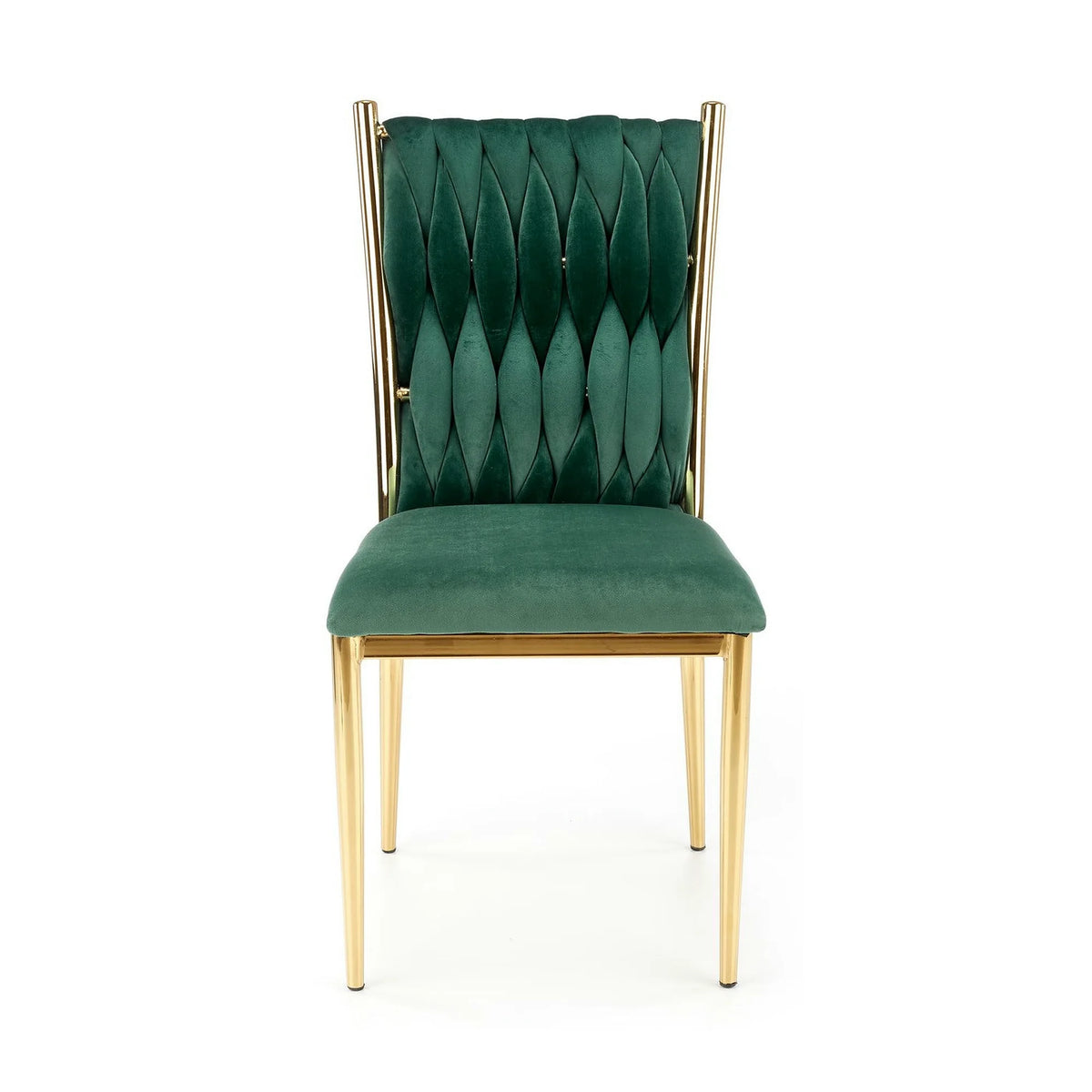 Scaun K436, verde/auriu, stofa catifelata/metal, 48x55x94 cm