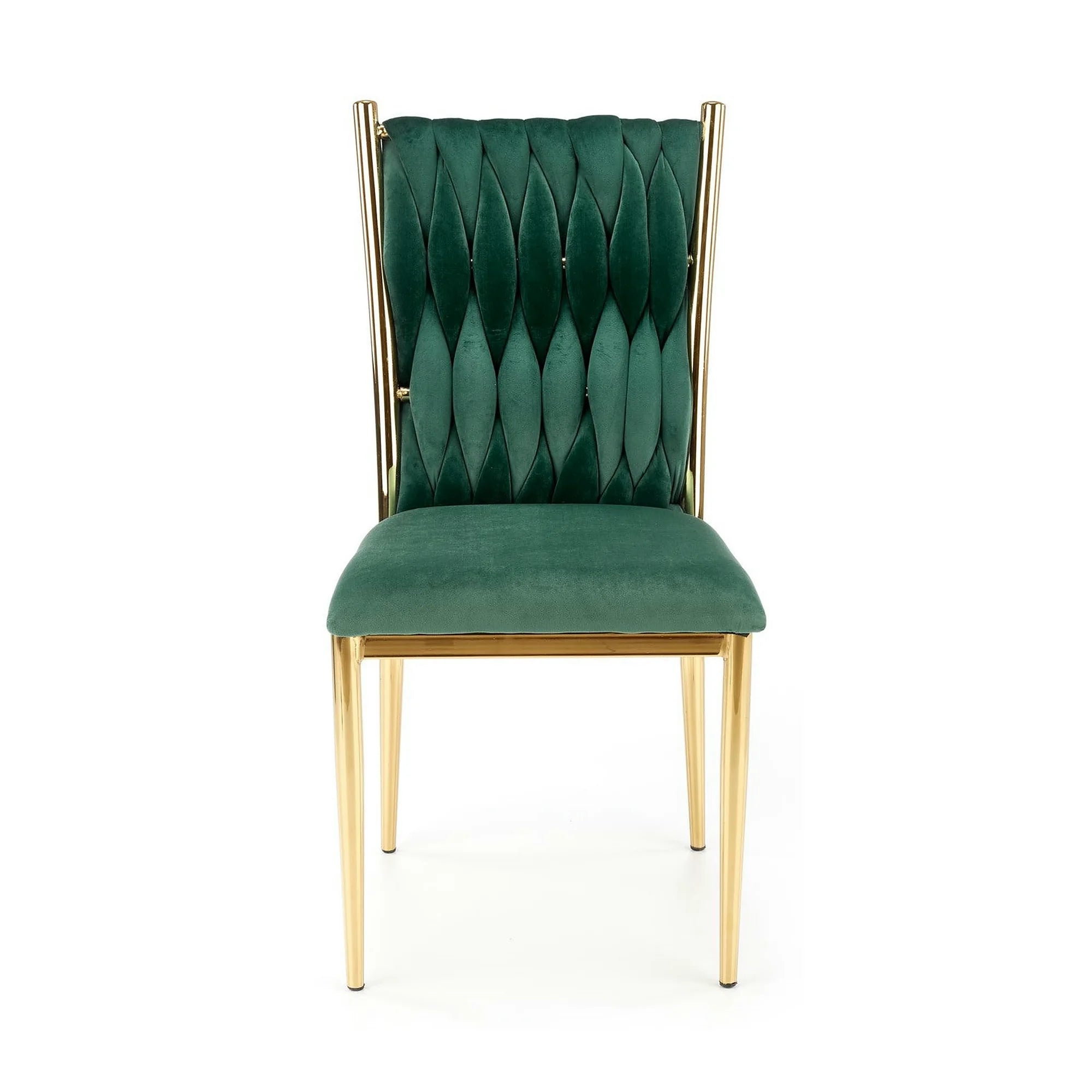 Scaun K436, verde/auriu, stofa catifelata/metal, 48x55x94 cm