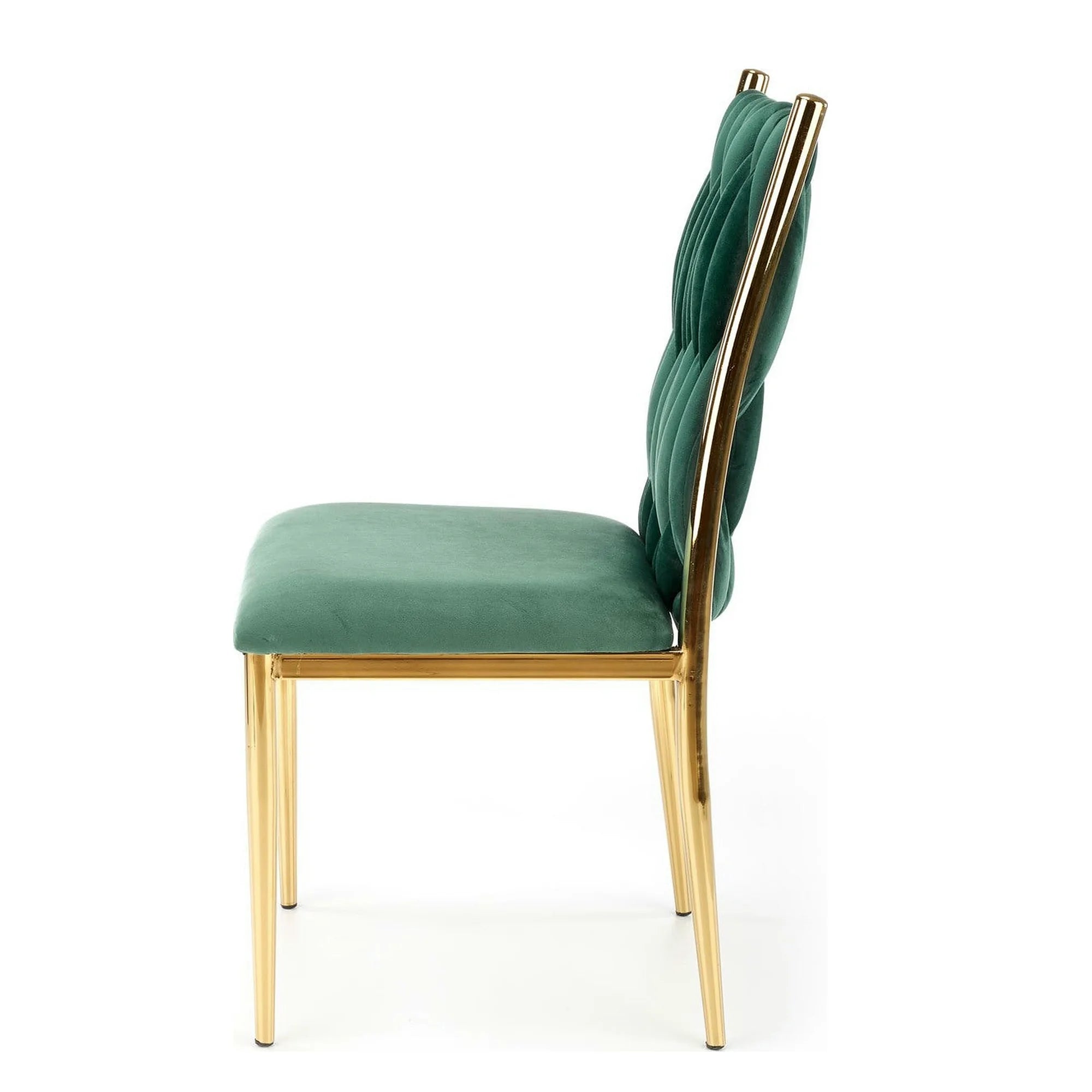 Scaun K436, verde/auriu, stofa catifelata/metal, 48x55x94 cm