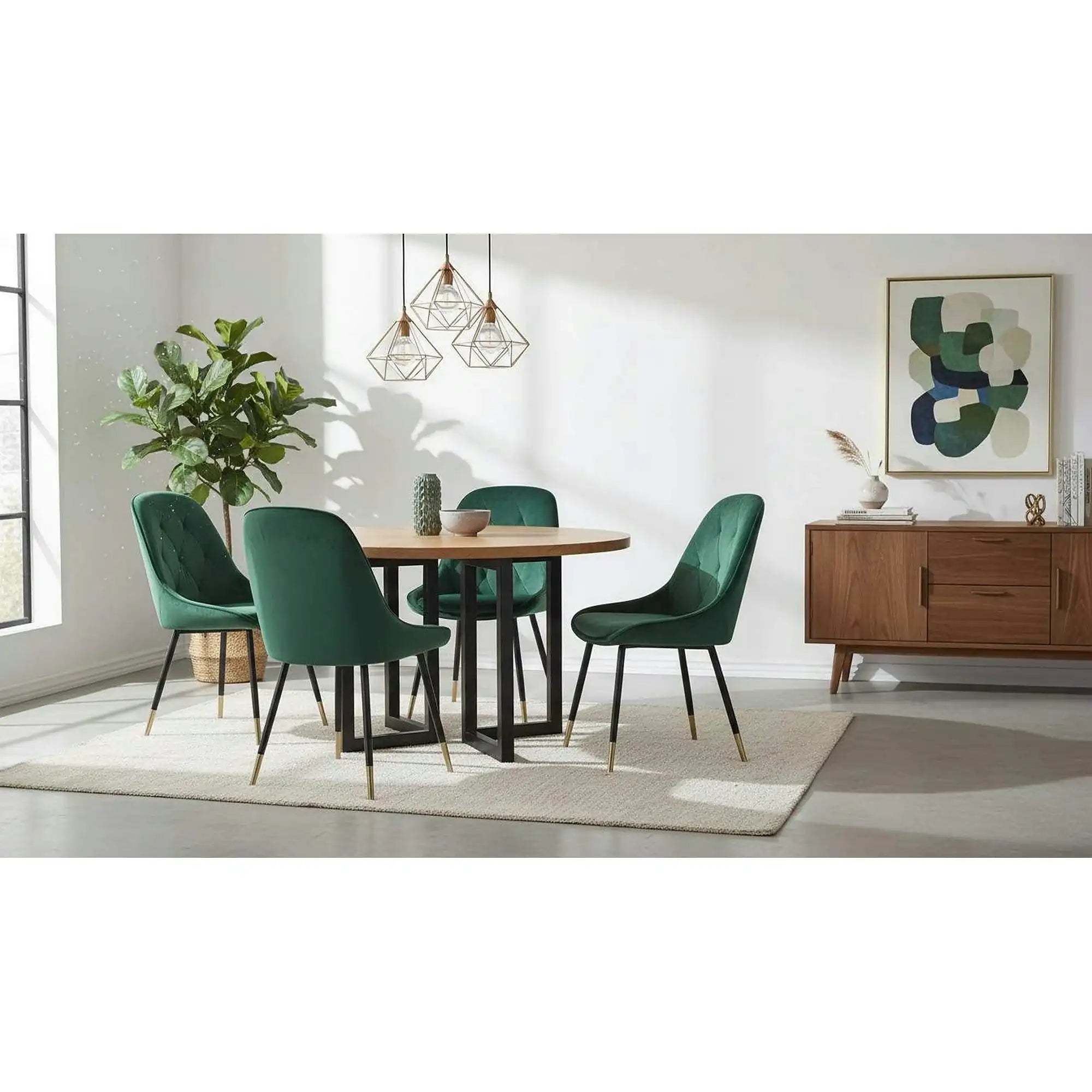Scaun K437, verde inchis/negru, stofa catifelata/metal, 49x55x88 cm
