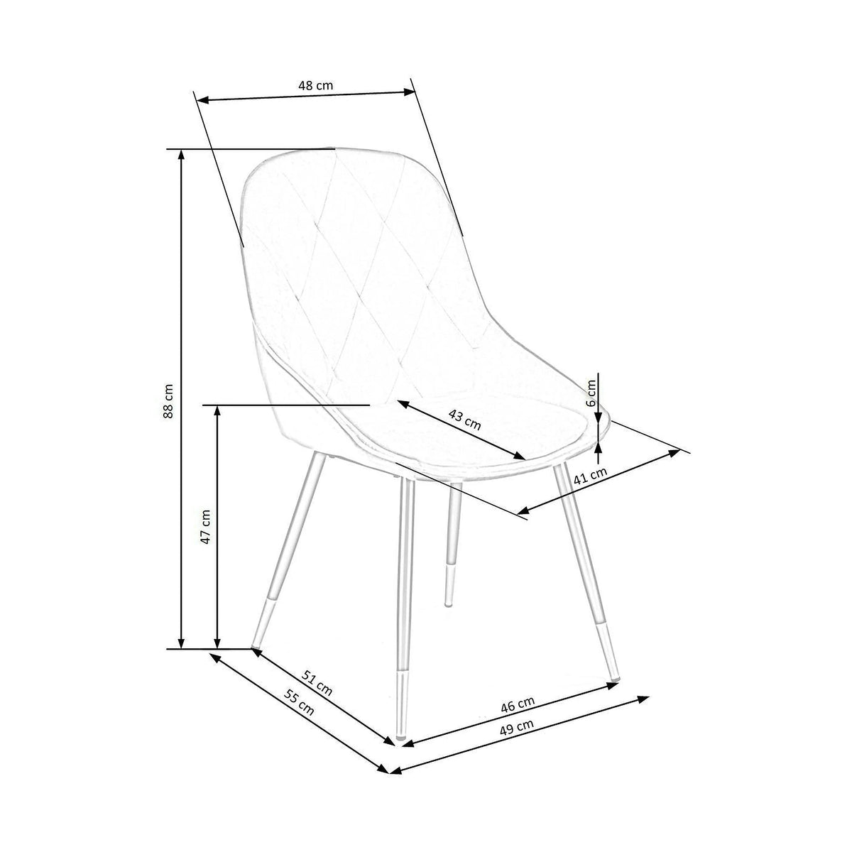 Scaun K437, verde inchis/negru, stofa catifelata/metal, 49x55x88 cm