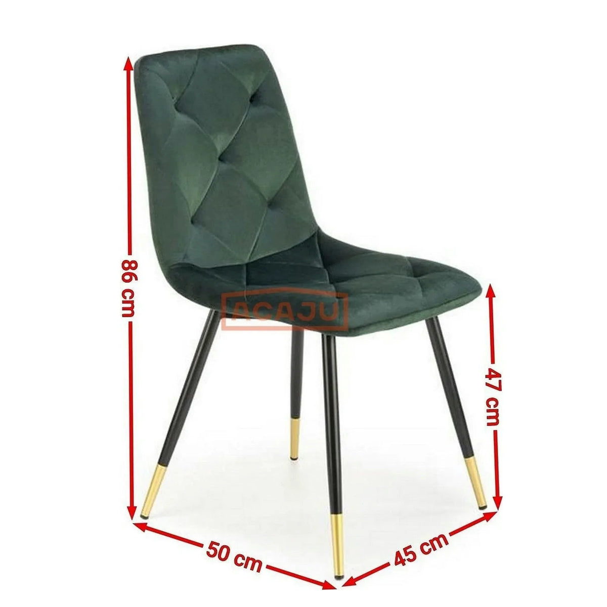 Scaun K438, verde inchis/negru, stofa catifelata/metal, 45x50x86 cm