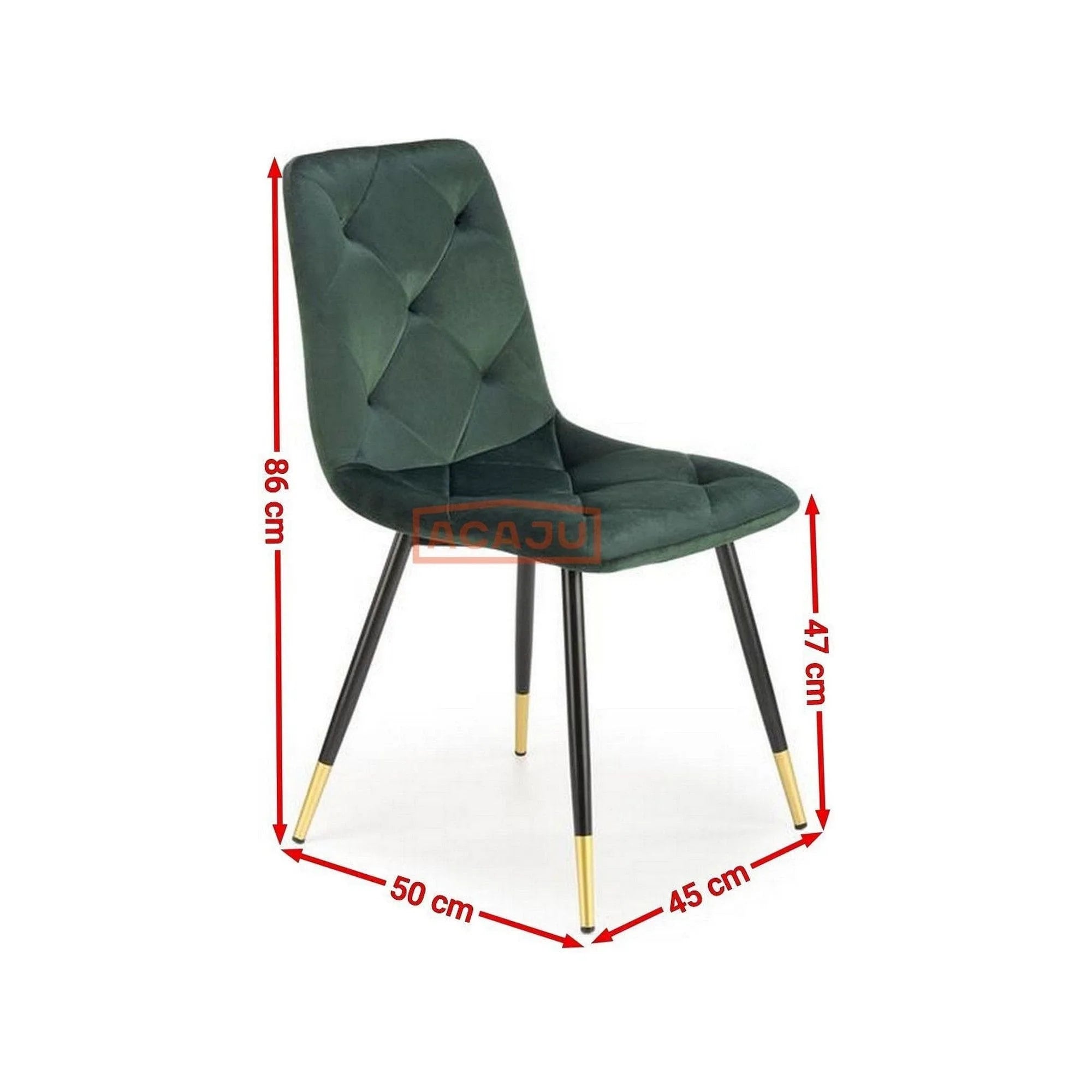Scaun K438, verde inchis/negru, stofa catifelata/metal, 45x50x86 cm