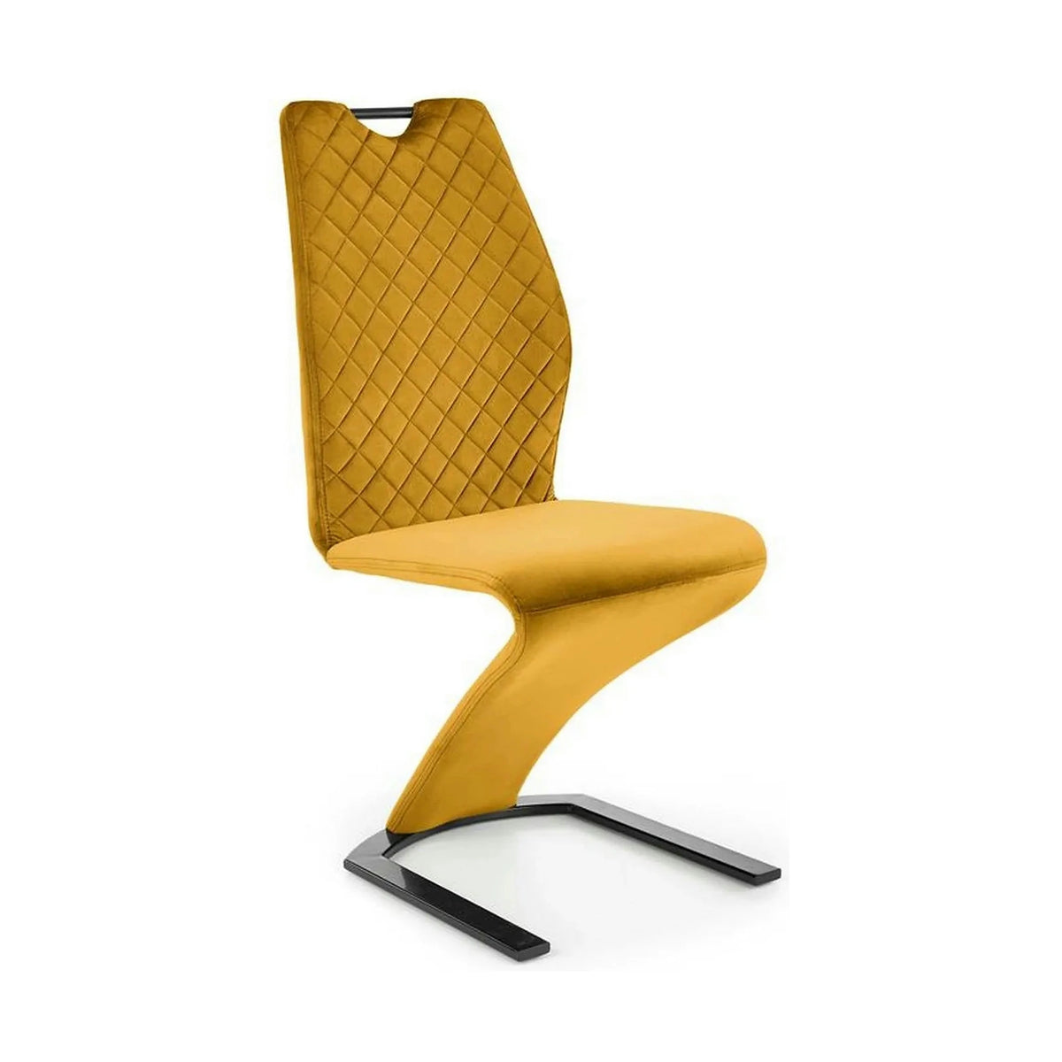 Scaun K442, galben mustar/negru, stofa catifelata/metal, 46x61x102 cm