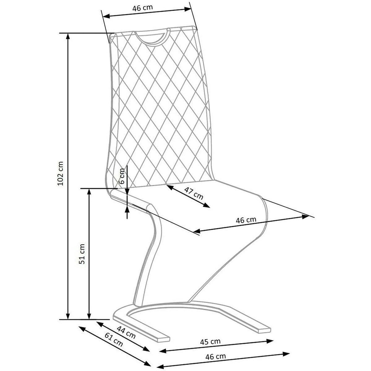 Scaun K442, galben mustar/negru, stofa catifelata/metal, 46x61x102 cm