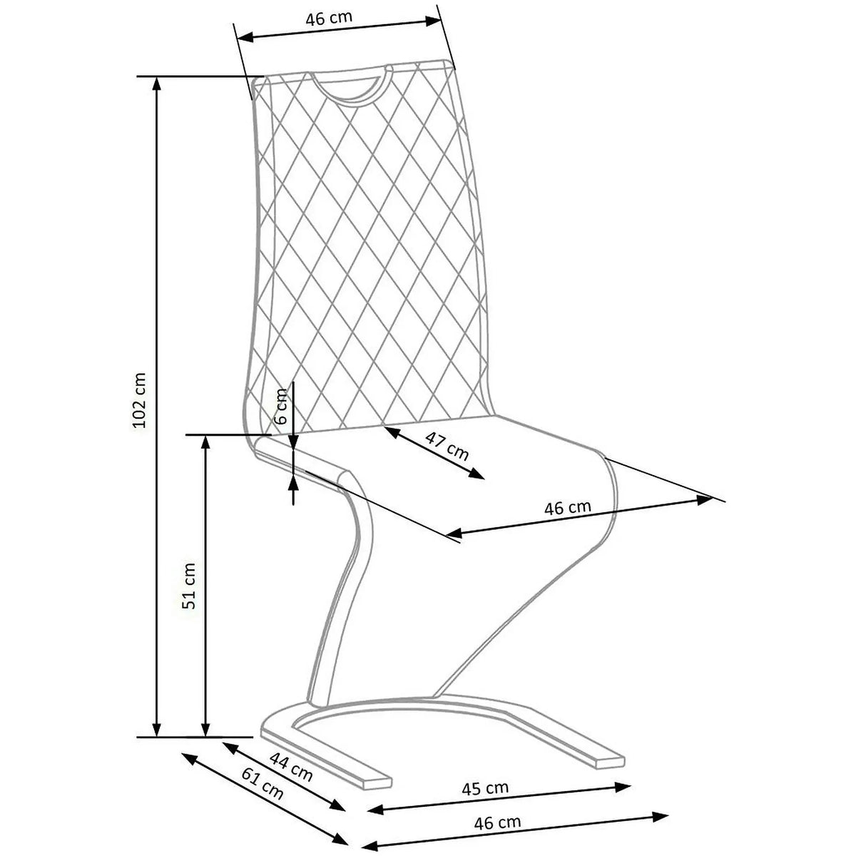 Scaun K442, galben mustar/negru, stofa catifelata/metal, 46x61x102 cm