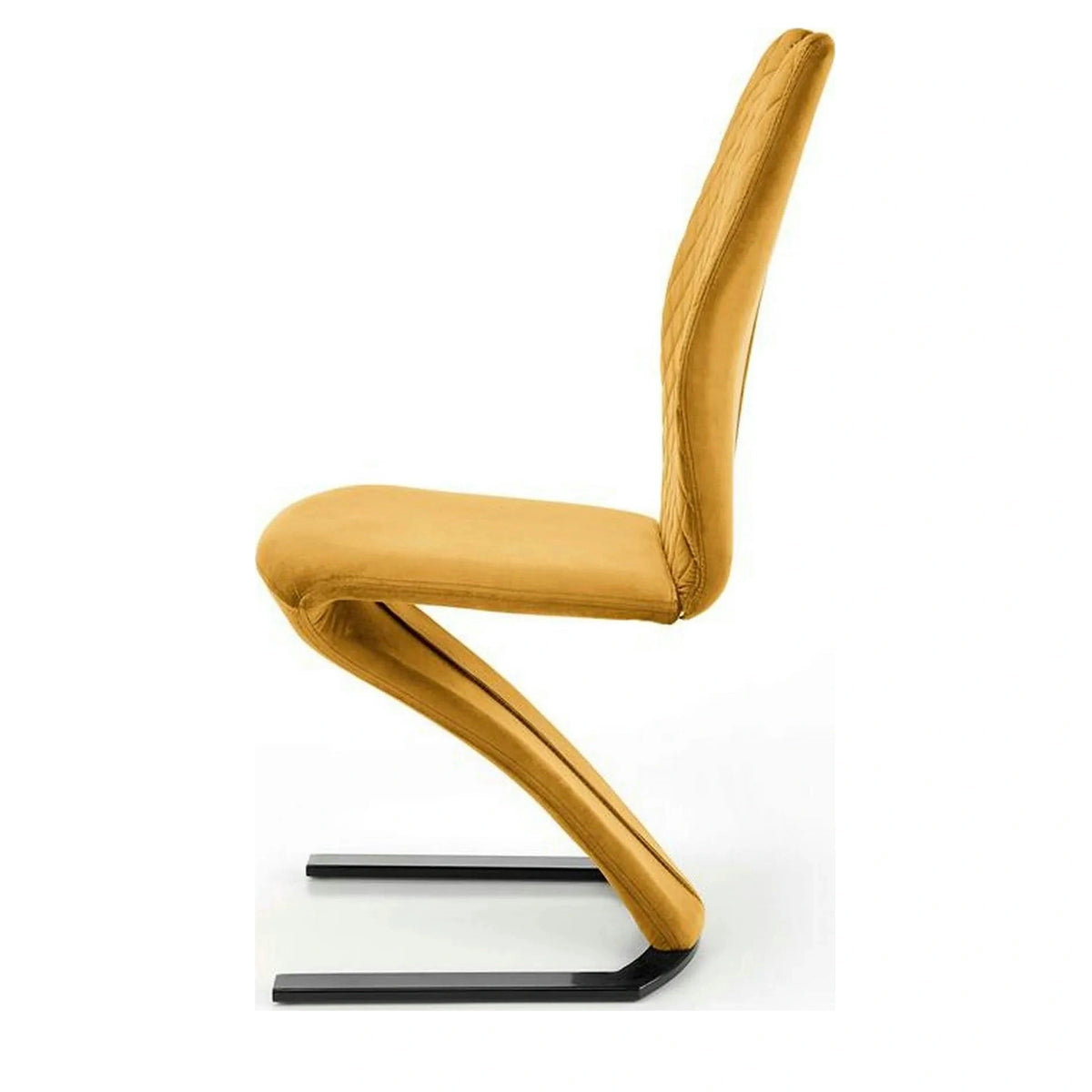 Scaun K442, galben mustar/negru, stofa catifelata/metal, 46x61x102 cm
