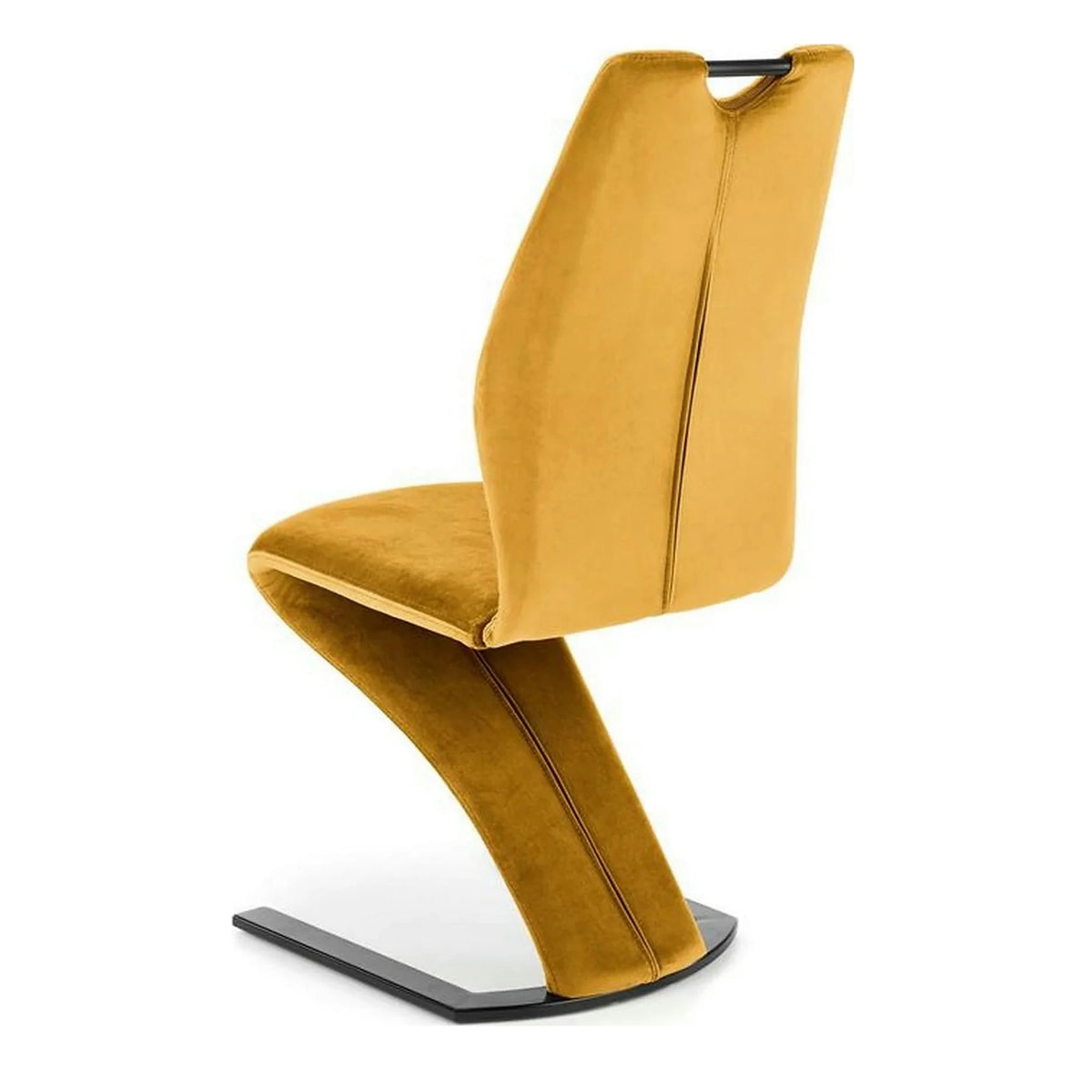 Scaun K442, galben mustar/negru, stofa catifelata/metal, 46x61x102 cm