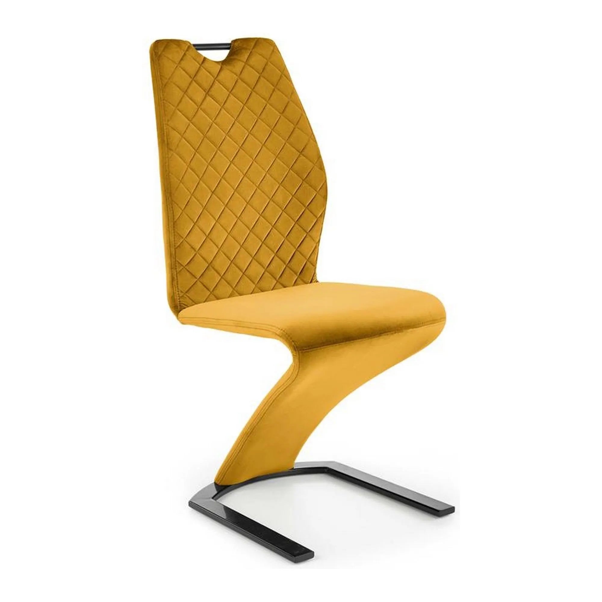 Scaun K442, galben mustar/negru, stofa catifelata/metal, 46x61x102 cm