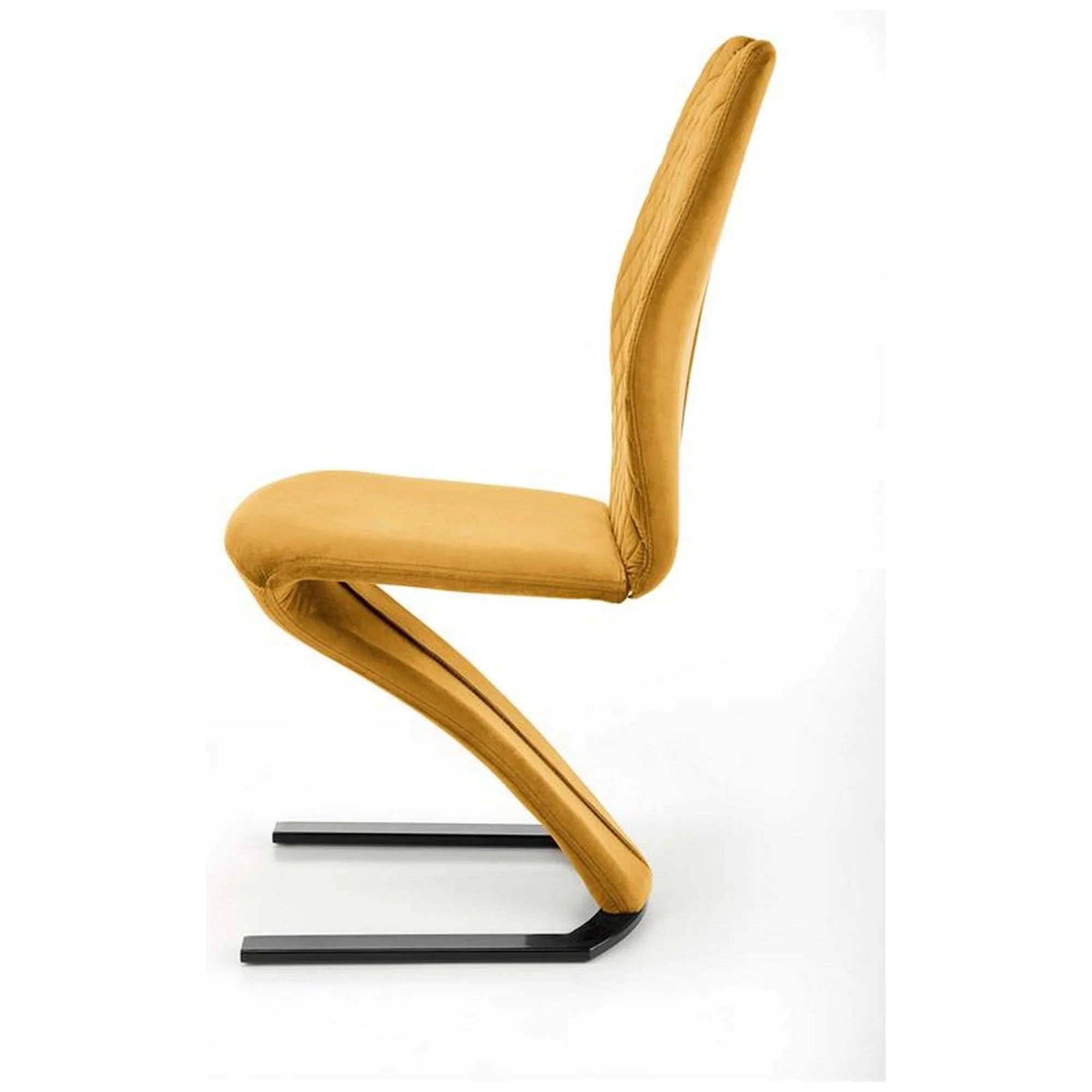Scaun K442, galben mustar/negru, stofa catifelata/metal, 46x61x102 cm