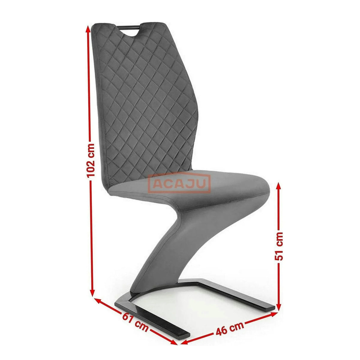 Scaun K442, gri/negru, stofa catifelata/metal, 46x61x102 cm