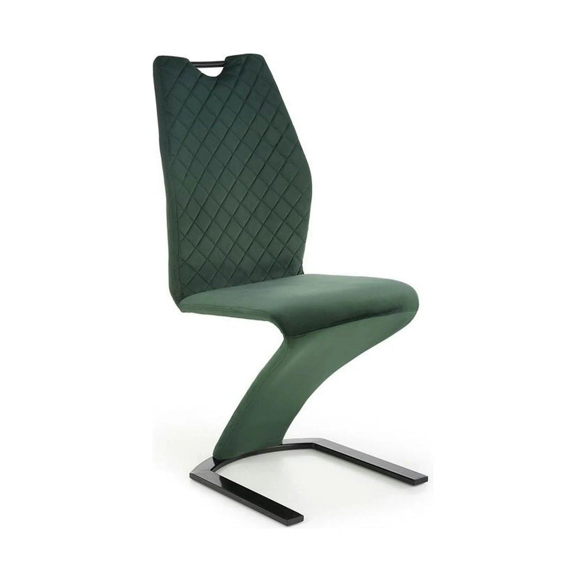 Scaun K442, verde inchis/negru, stofa catifelata/metal, 46x61x102 cm