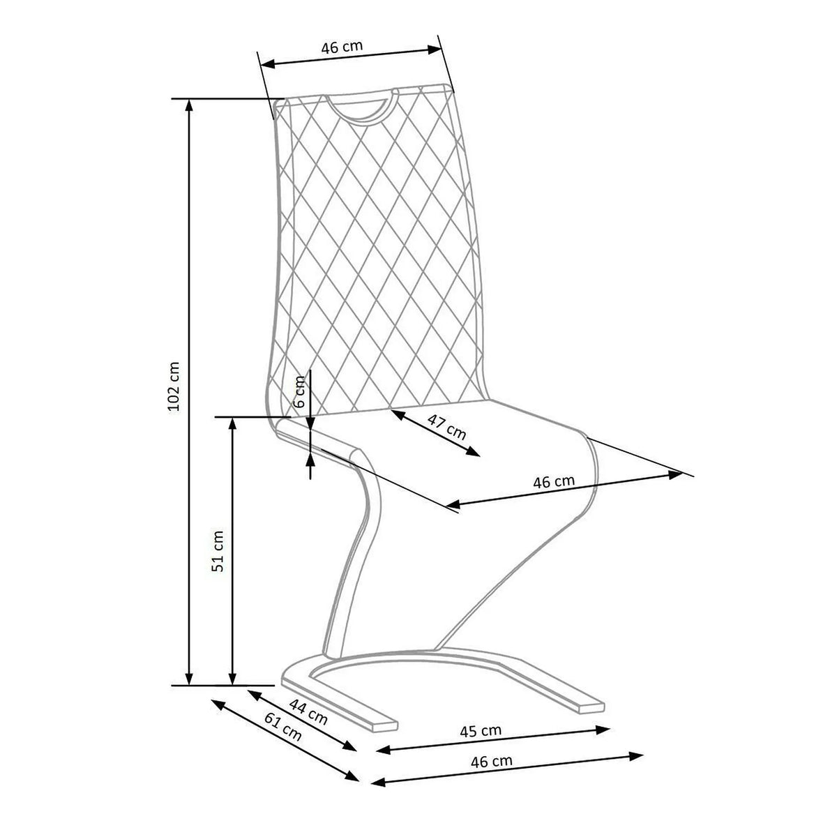Scaun K442, verde inchis/negru, stofa catifelata/metal, 46x61x102 cm
