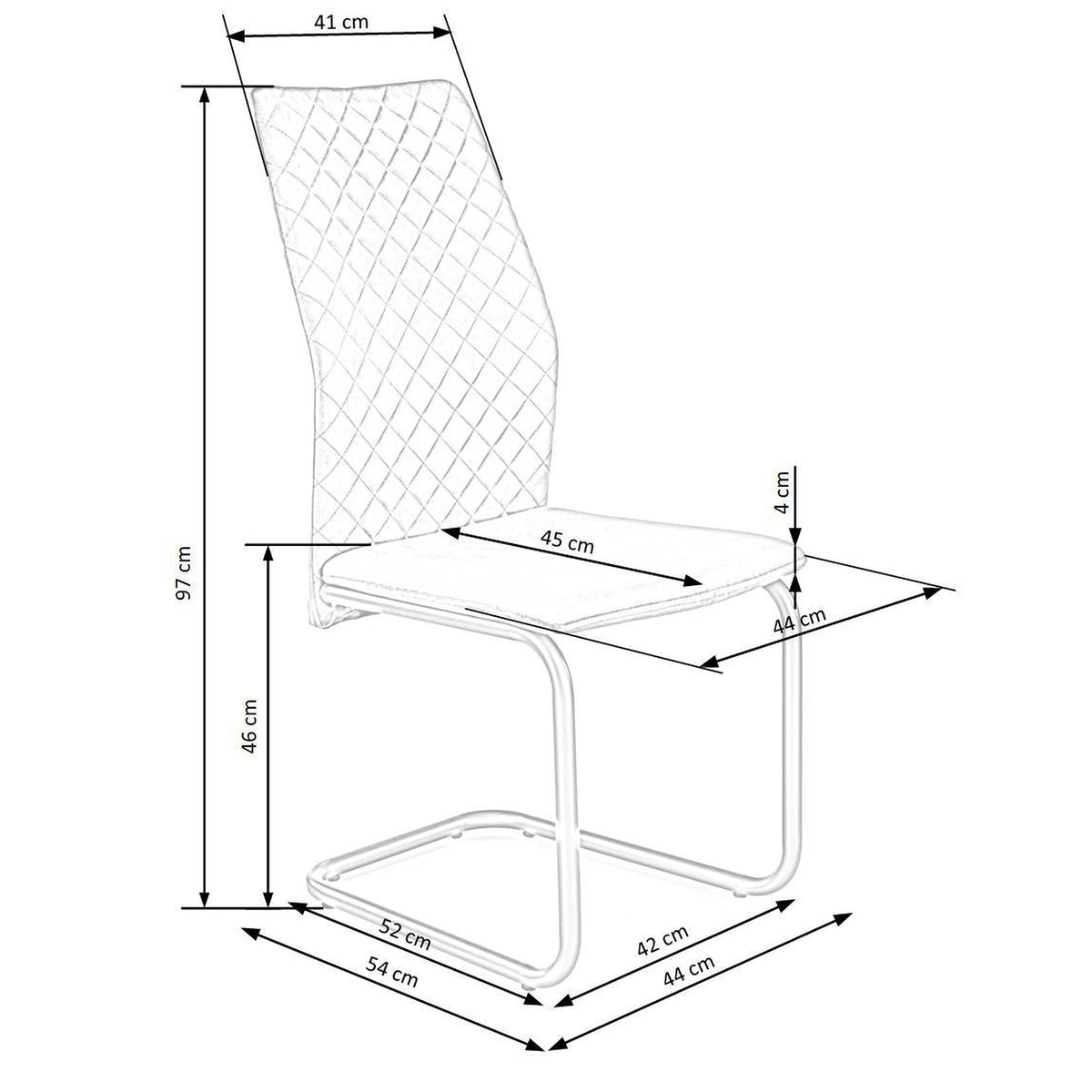 Scaun K444, gri/negru, stofa catifelata/metal, 44x54x97 cm