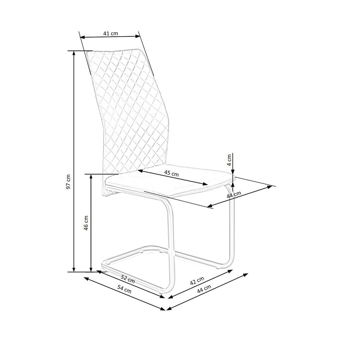 Scaun K444, gri/negru, stofa catifelata/metal, 44x54x97 cm