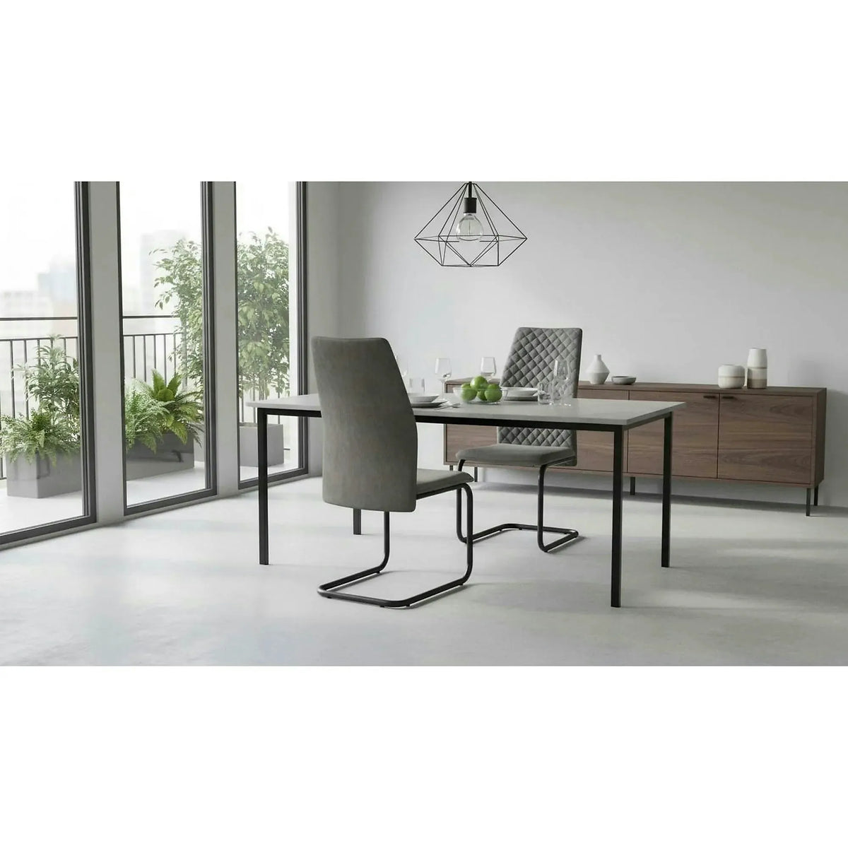 Scaun K444, gri/negru, stofa catifelata/metal, 44x54x97 cm