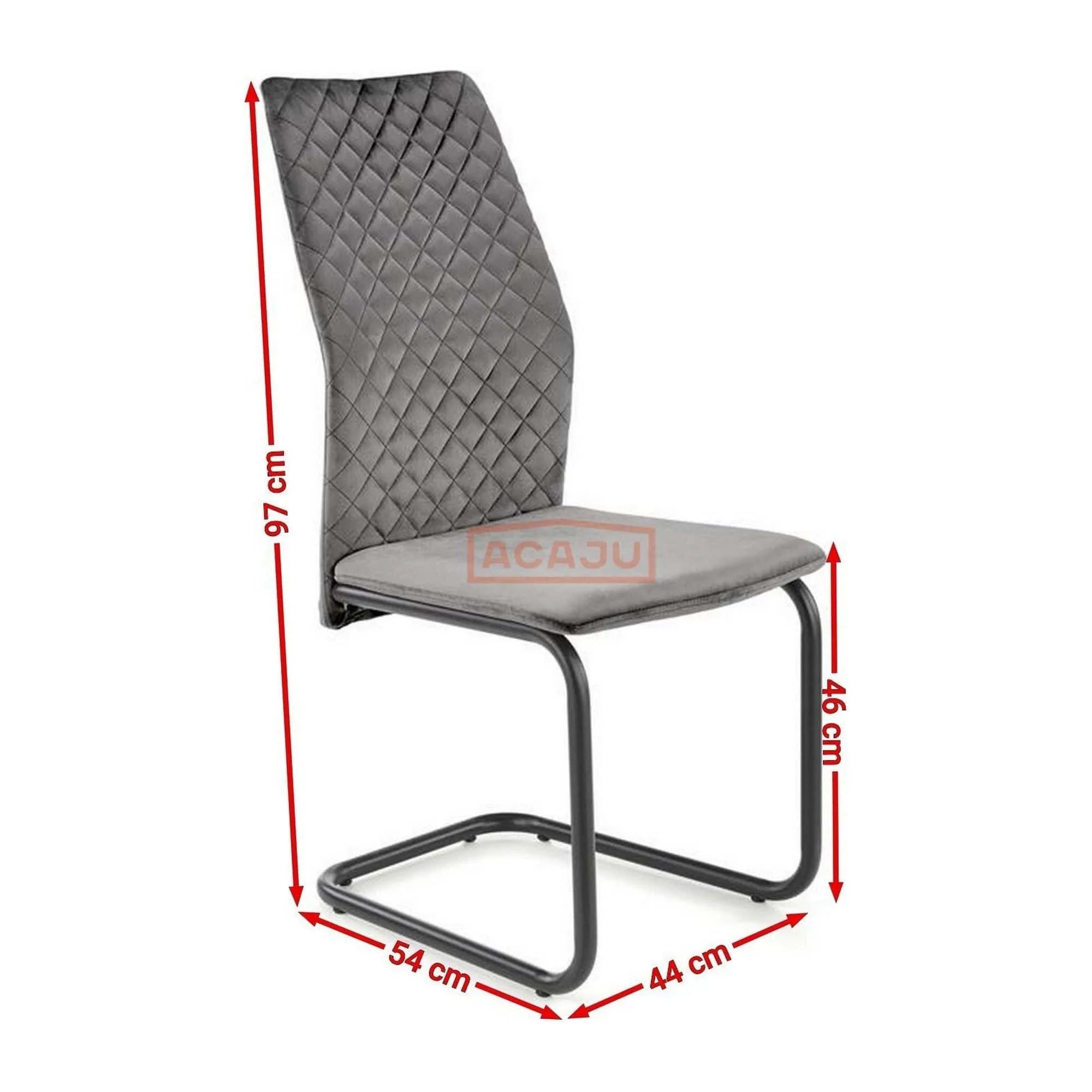 Scaun K444, gri/negru, stofa catifelata/metal, 44x54x97 cm