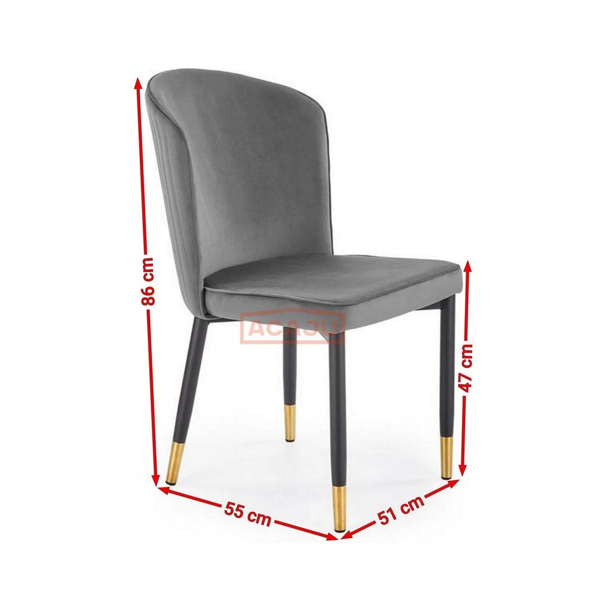 Scaun K446, gri/negru, stofa catifelata/metal, 51x55x86 cm