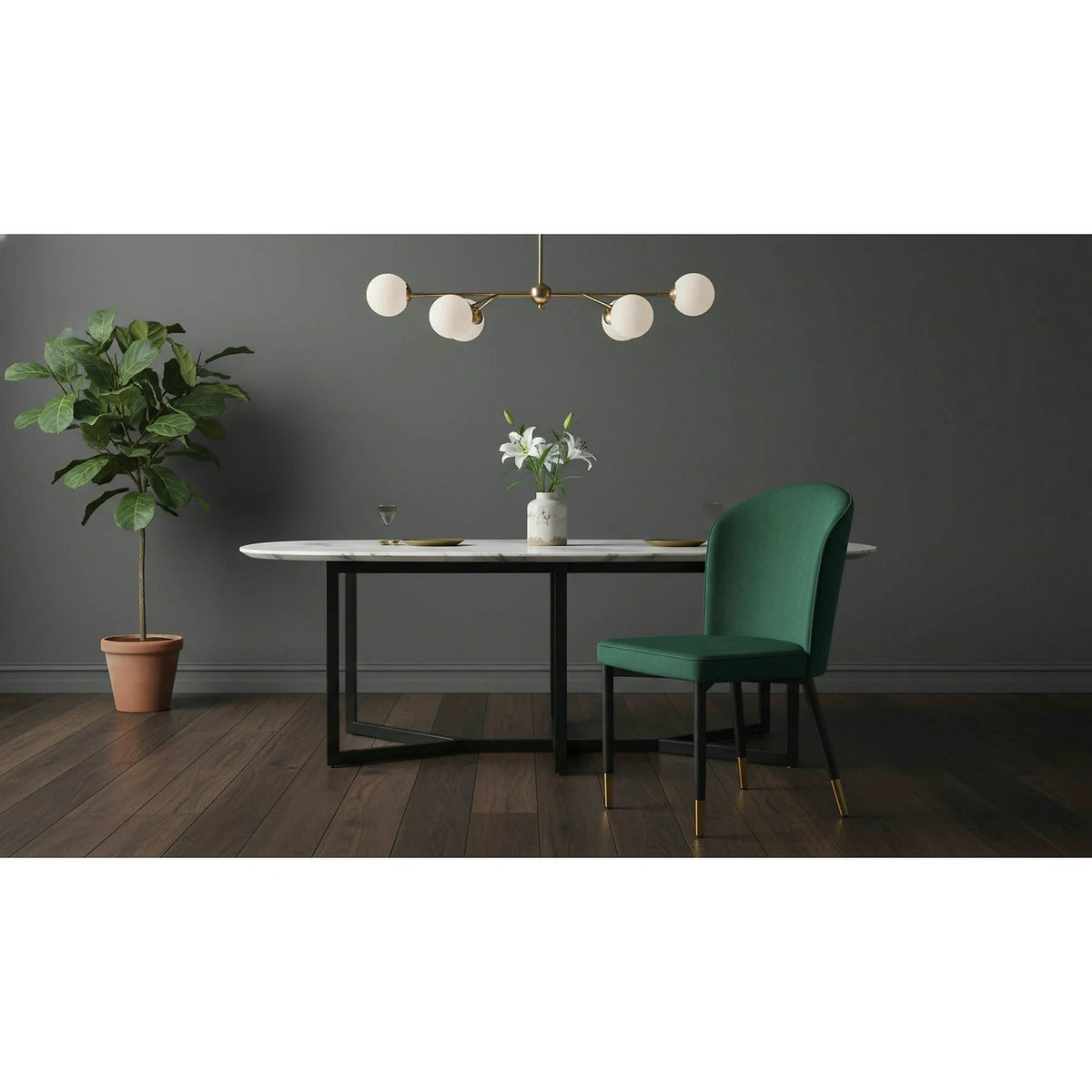 Scaun K446, verde/negru, stofa catifelata/metal, 51x55x86 cm