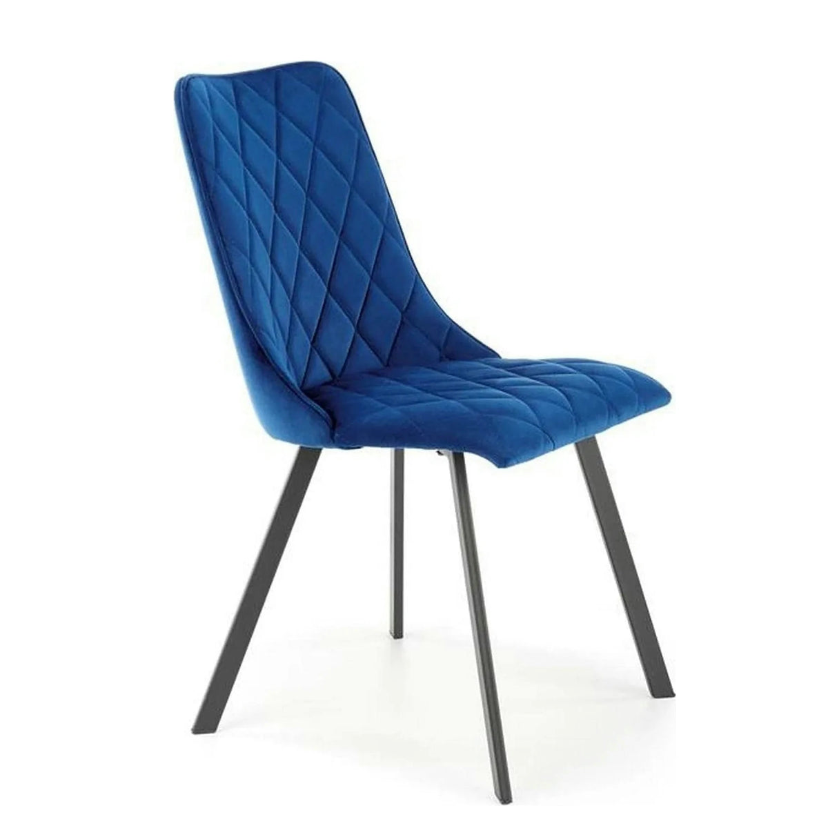 Scaun K450, albastru/negru, stofa catifelata/metal, 44x58x85 cm