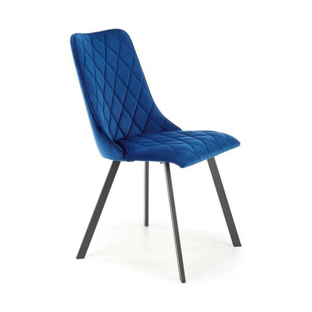 Scaun K450, albastru/negru, stofa catifelata/metal, 44x58x85 cm