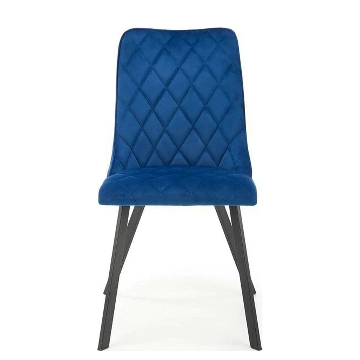 Scaun K450, albastru/negru, stofa catifelata/metal, 44x58x85 cm