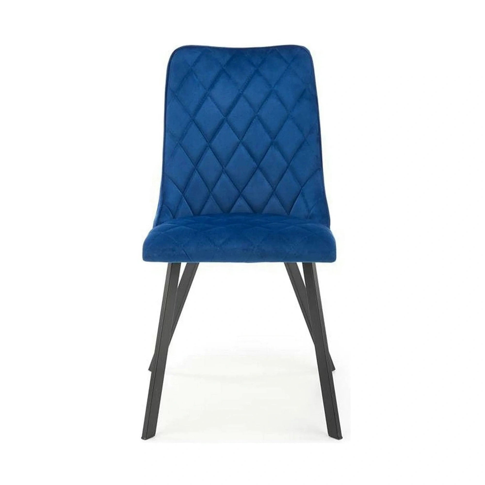 Scaun K450, albastru/negru, stofa catifelata/metal, 44x58x85 cm
