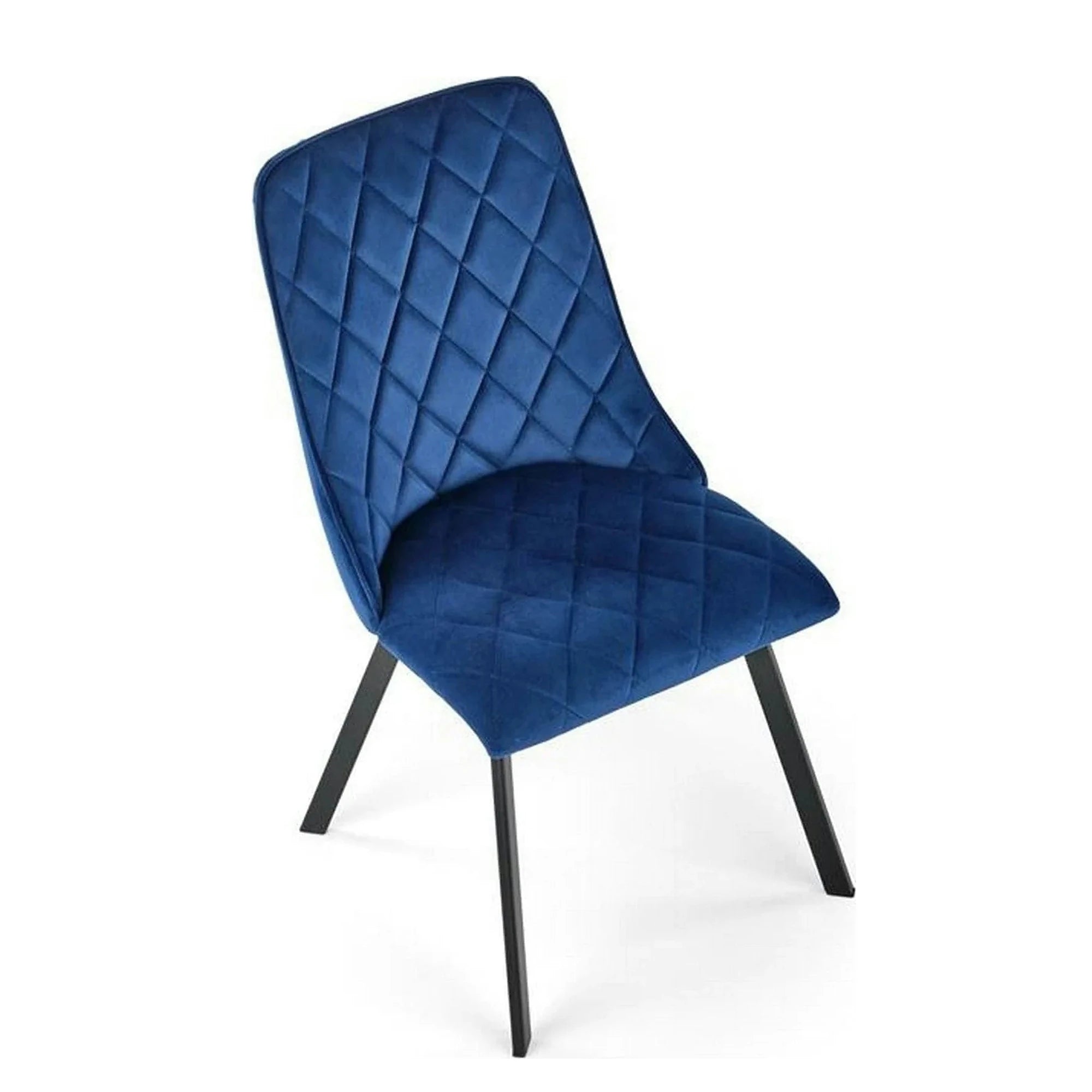 Scaun K450, albastru/negru, stofa catifelata/metal, 44x58x85 cm
