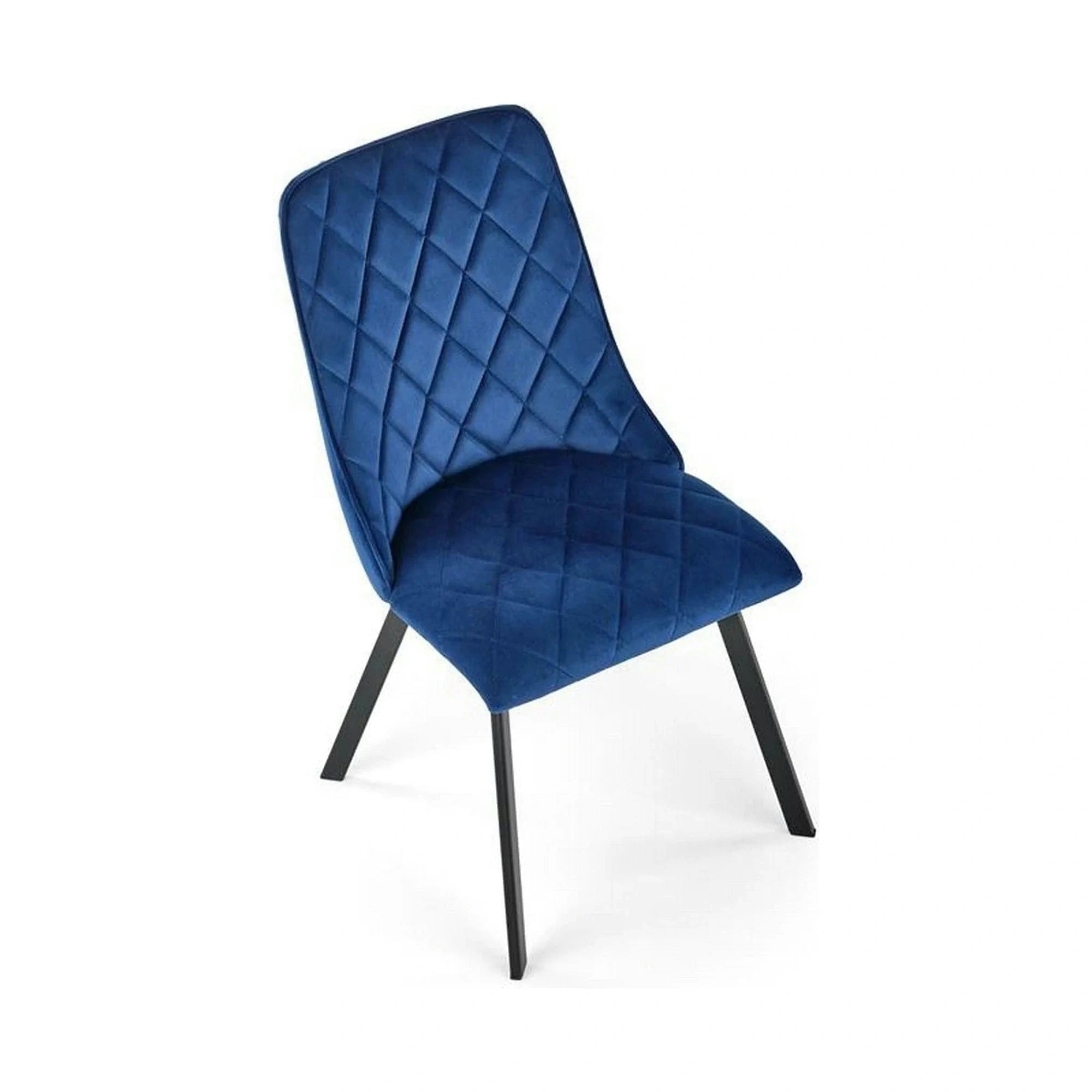 Scaun K450, albastru/negru, stofa catifelata/metal, 44x58x85 cm