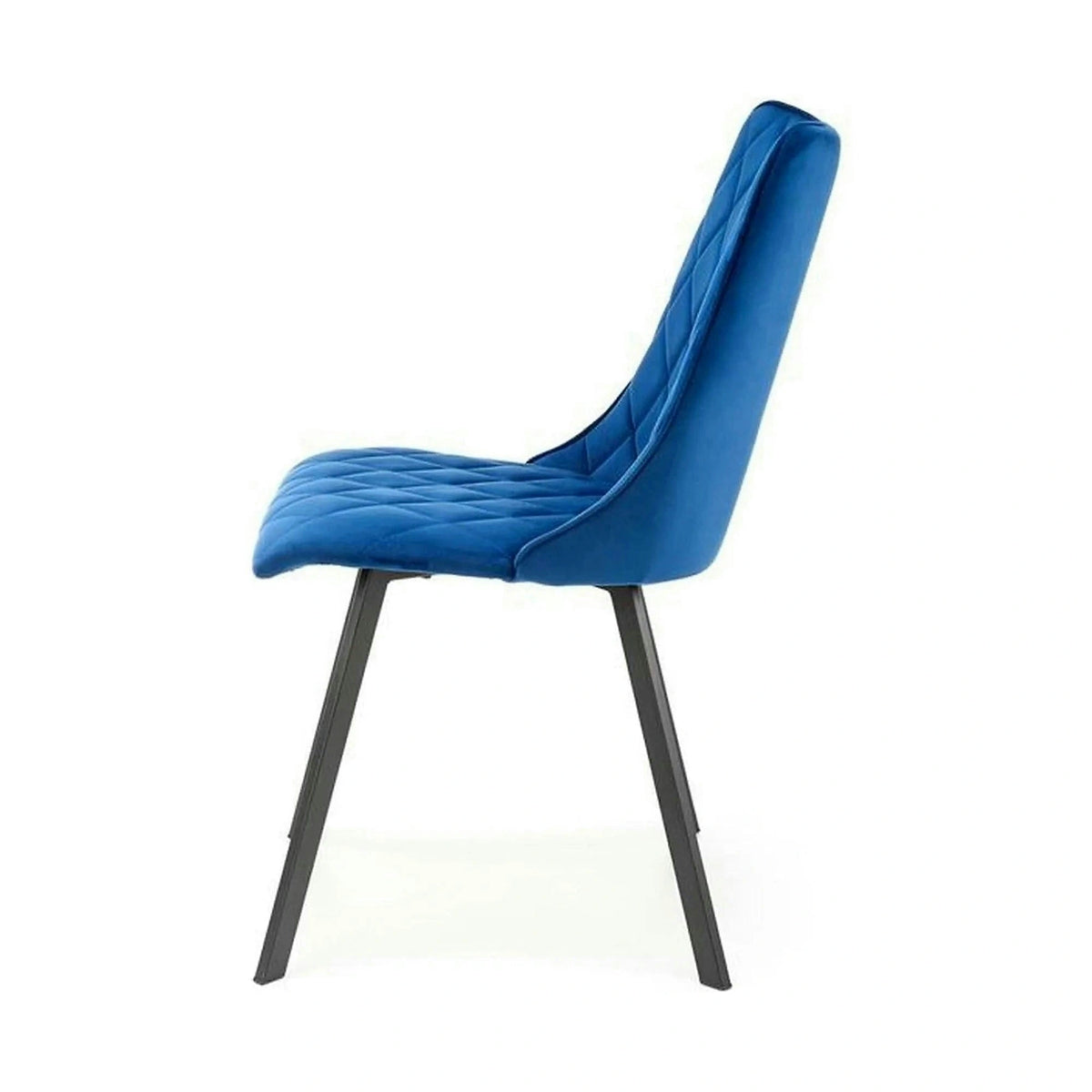 Scaun K450, albastru/negru, stofa catifelata/metal, 44x58x85 cm