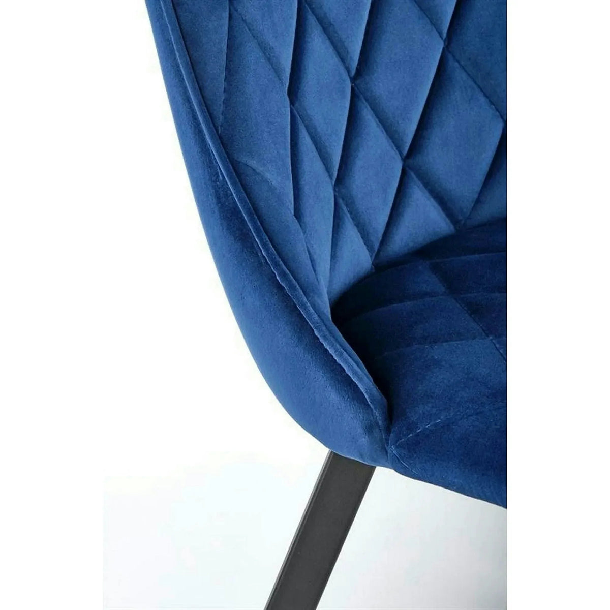 Scaun K450, albastru/negru, stofa catifelata/metal, 44x58x85 cm