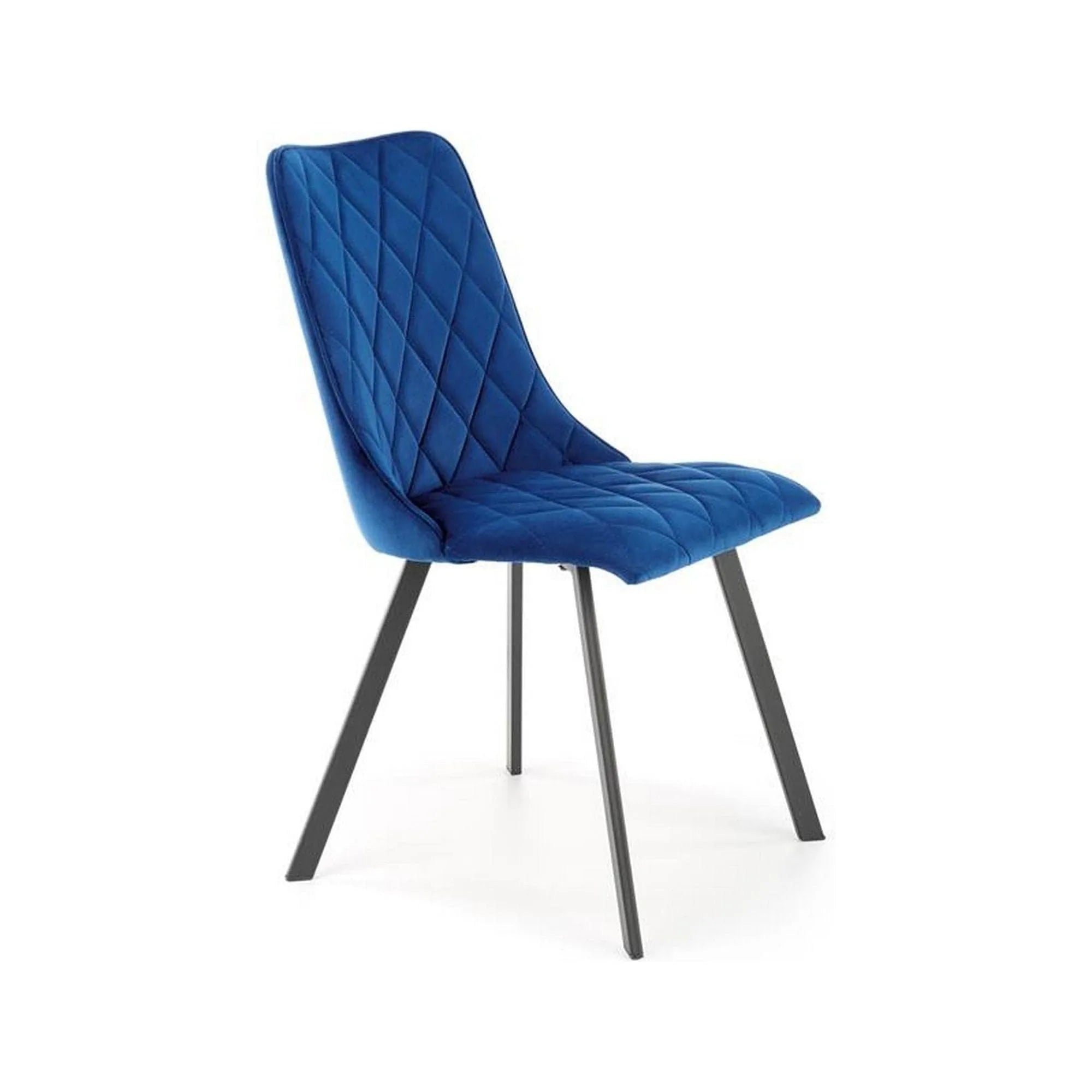 Scaun K450, albastru/negru, stofa catifelata/metal, 44x58x85 cm