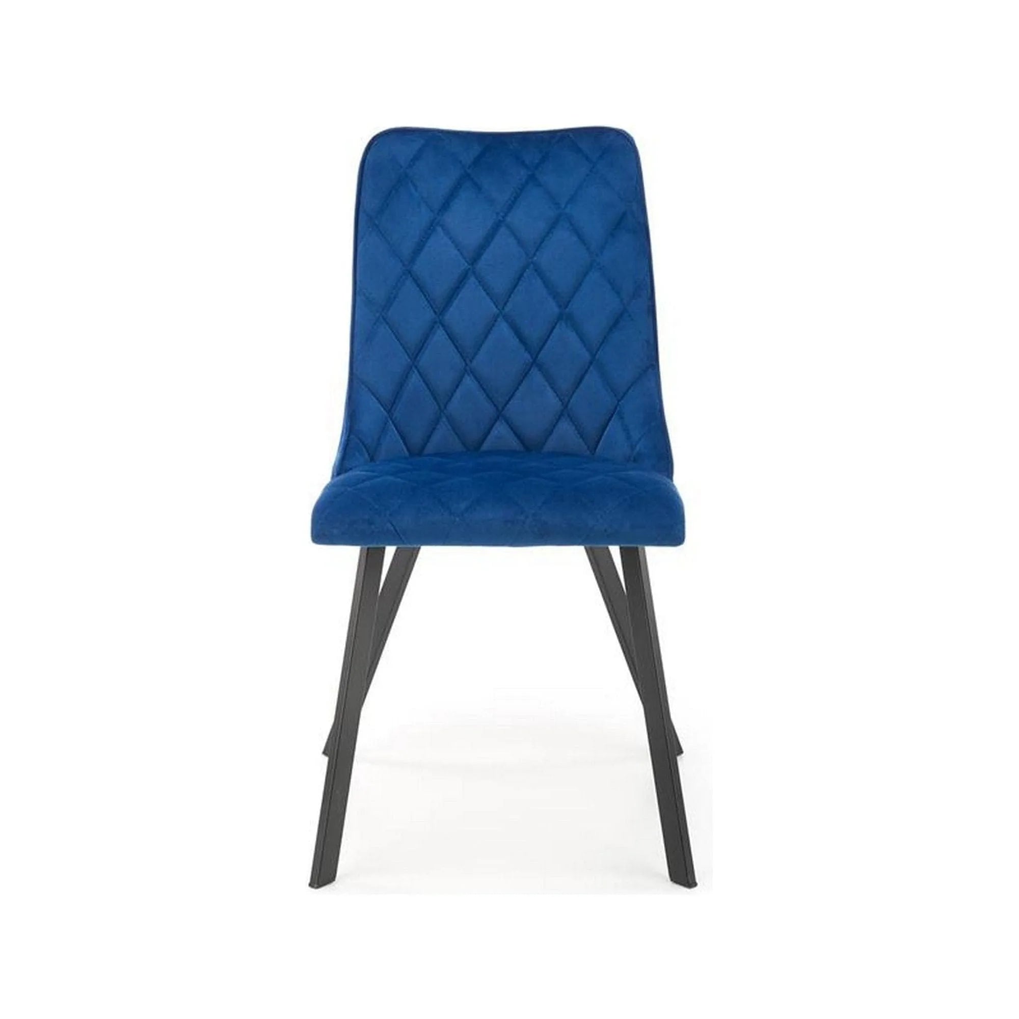 Scaun K450, albastru/negru, stofa catifelata/metal, 44x58x85 cm