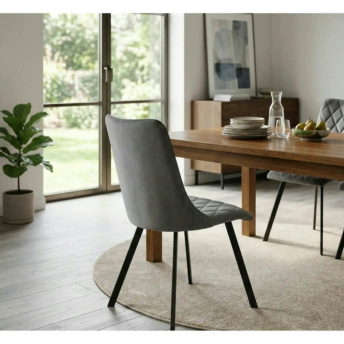 Scaun K450, gri/negru, stofa catifelata/metal, 44x58x85 cm