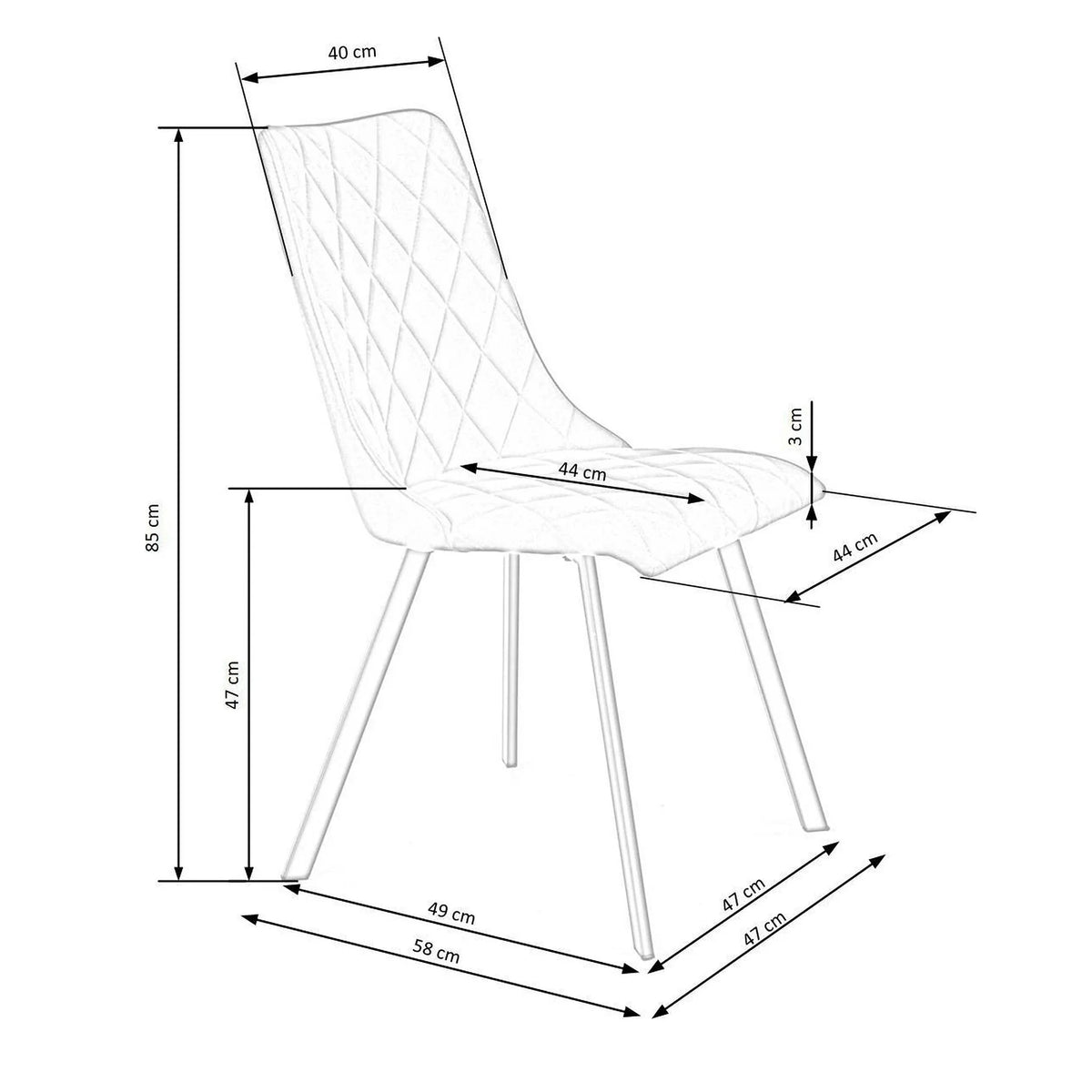 Scaun K450, verde/negru, stofa catifelata/metal, 44x58x85 cm