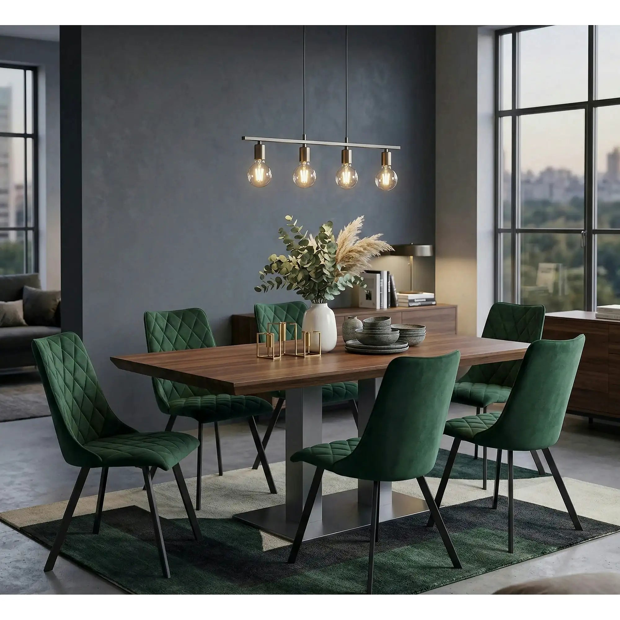Scaun K450, verde/negru, stofa catifelata/metal, 44x58x85 cm