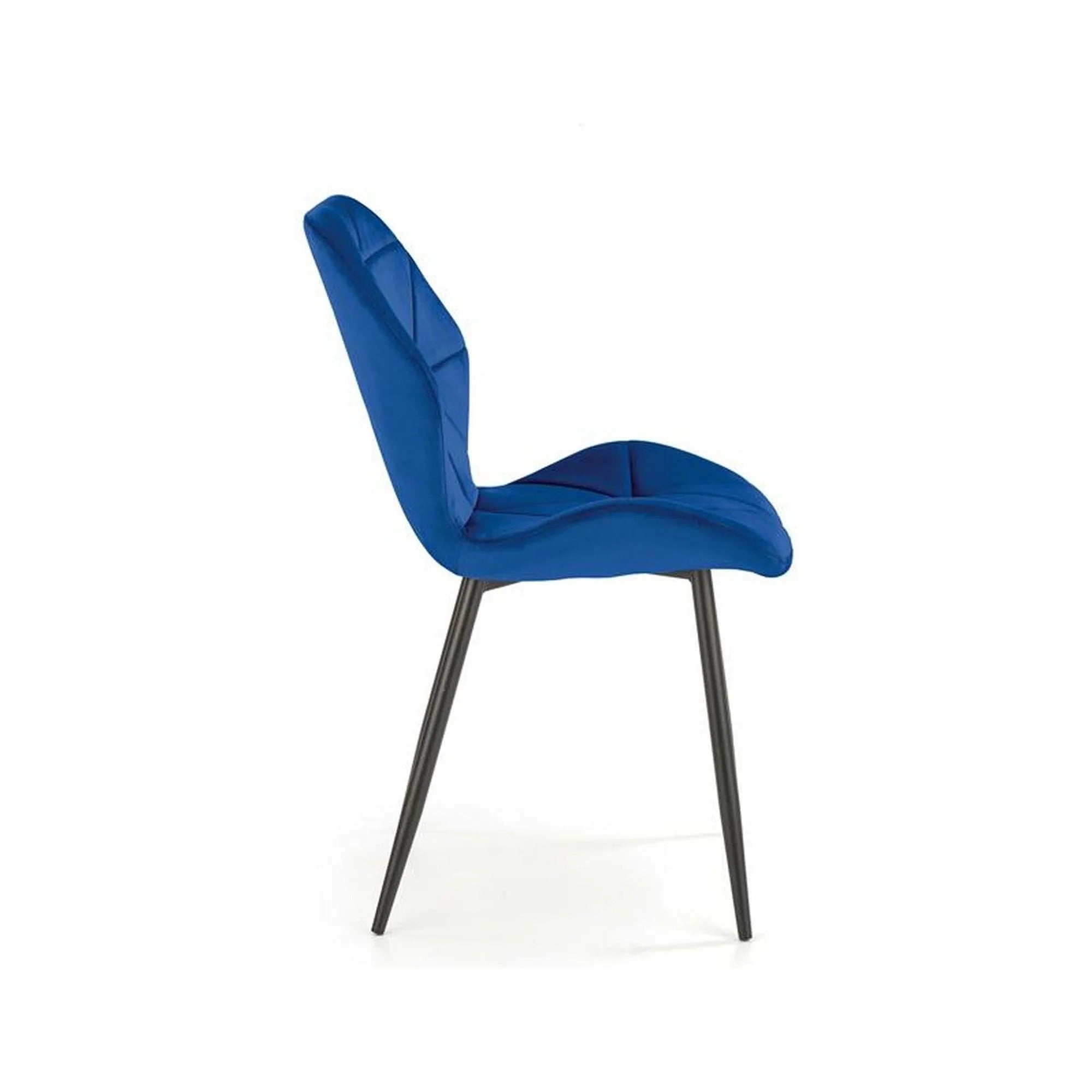 Scaun K453, albastru/negru, stofa catifelata/metal, 48x53x86 cm