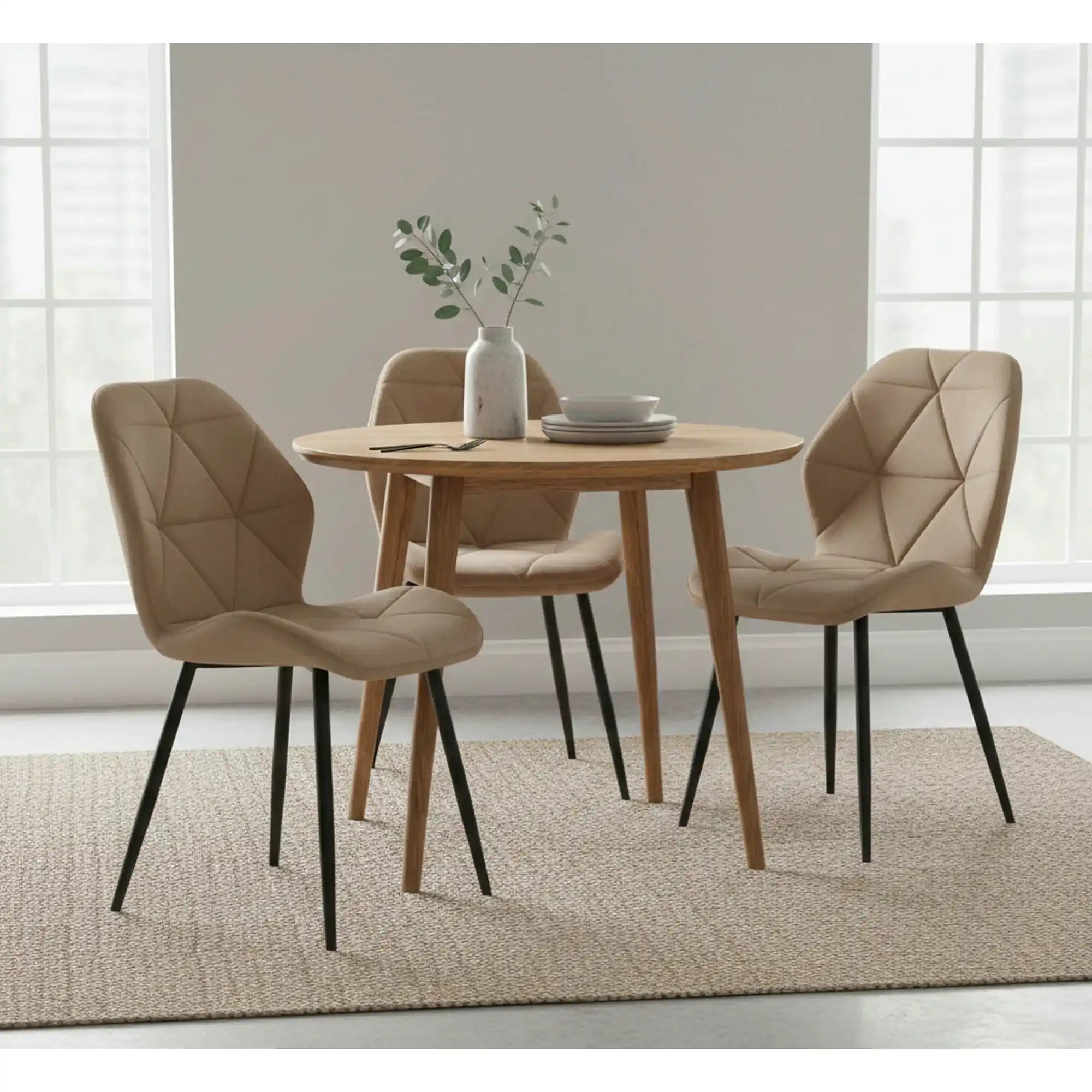 Scaun K453, bej/negru, stofa catifelata/metal, 48x53x86 cm