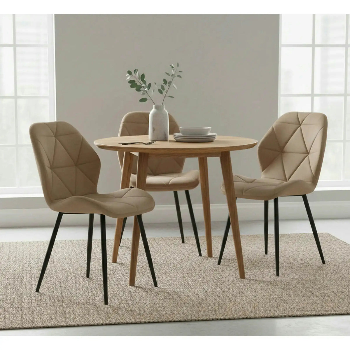Scaun K453, bej/negru, stofa catifelata/metal, 48x53x86 cm